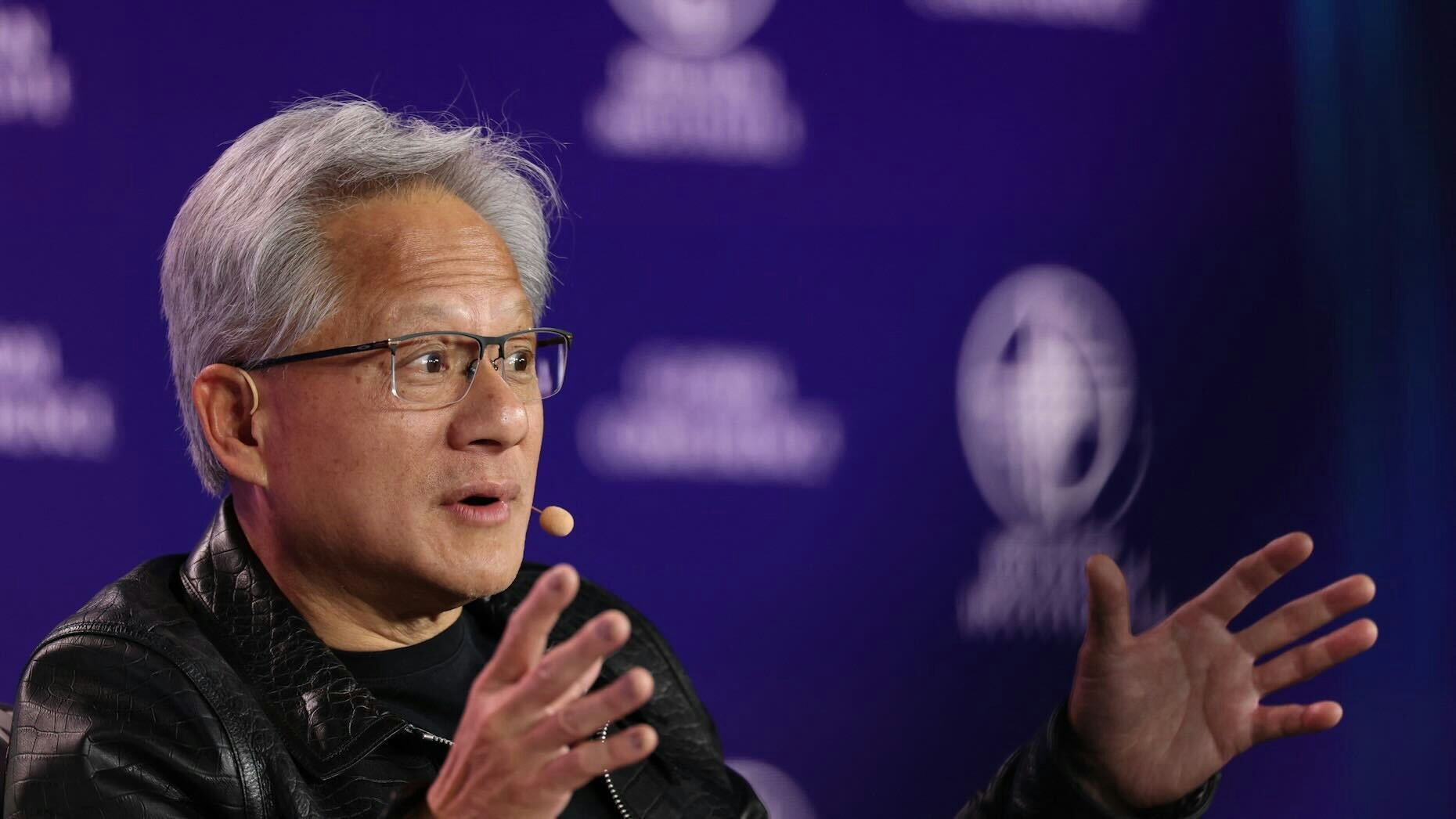 Jensen Huang, CEO of Nvidia, at the Milken Institute Global Conference. Photo via Getty