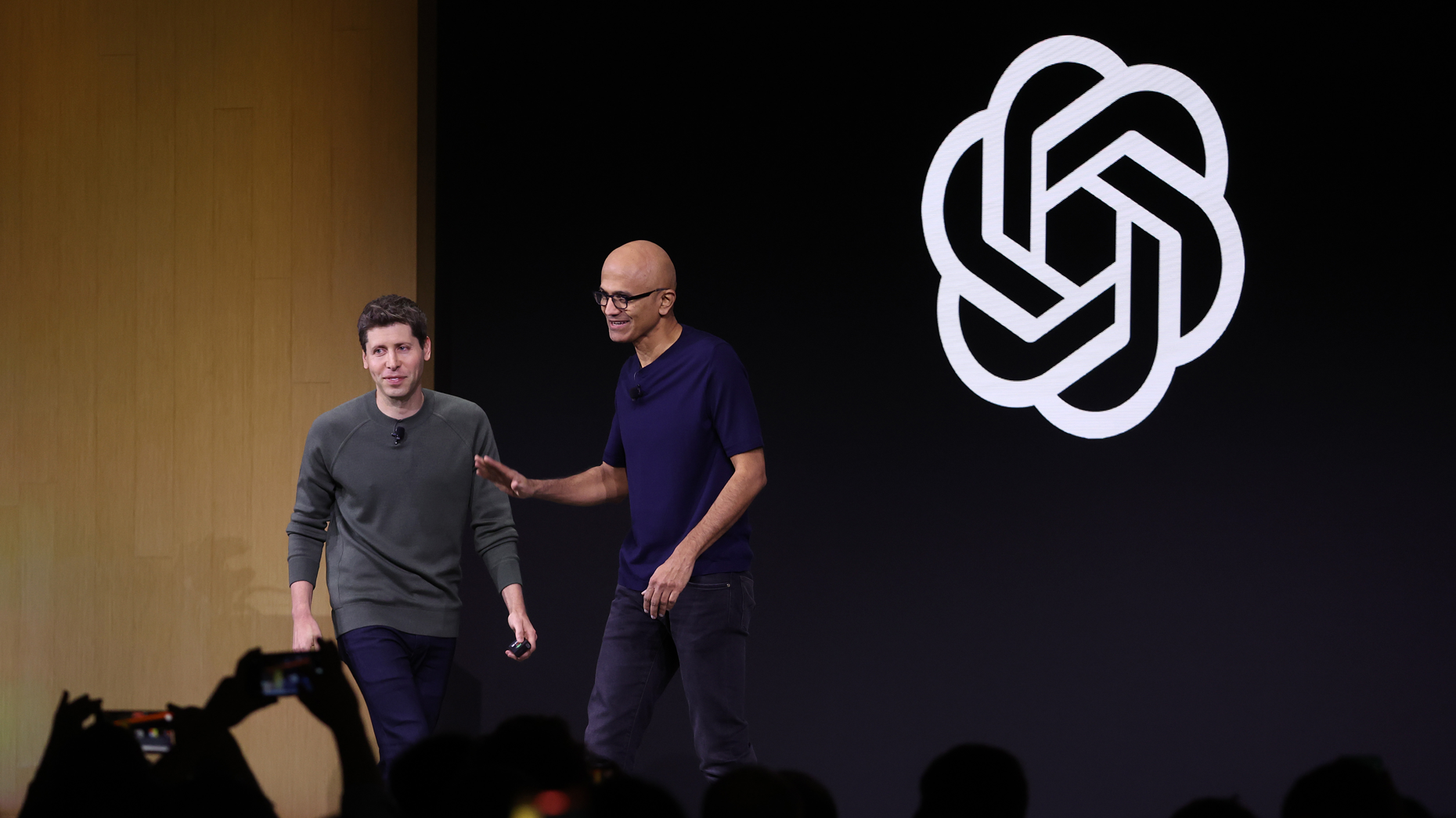 OpenAI CEO Sam Altman, left, and Microsoft CEO Satya Nadella. Photo via Getty