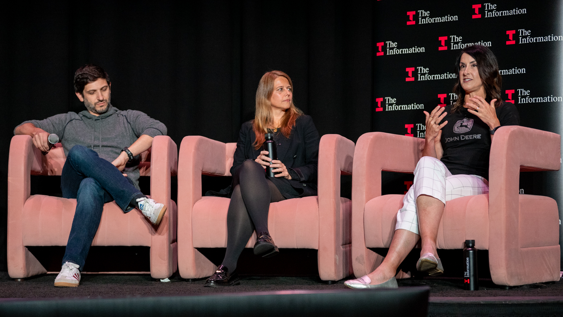 Dude Perfect’s Andrew Yaffe, Coca-Cola’s Valeria Herzer and John Deere’s Jen Hartmann. Photo by Erin Beach.