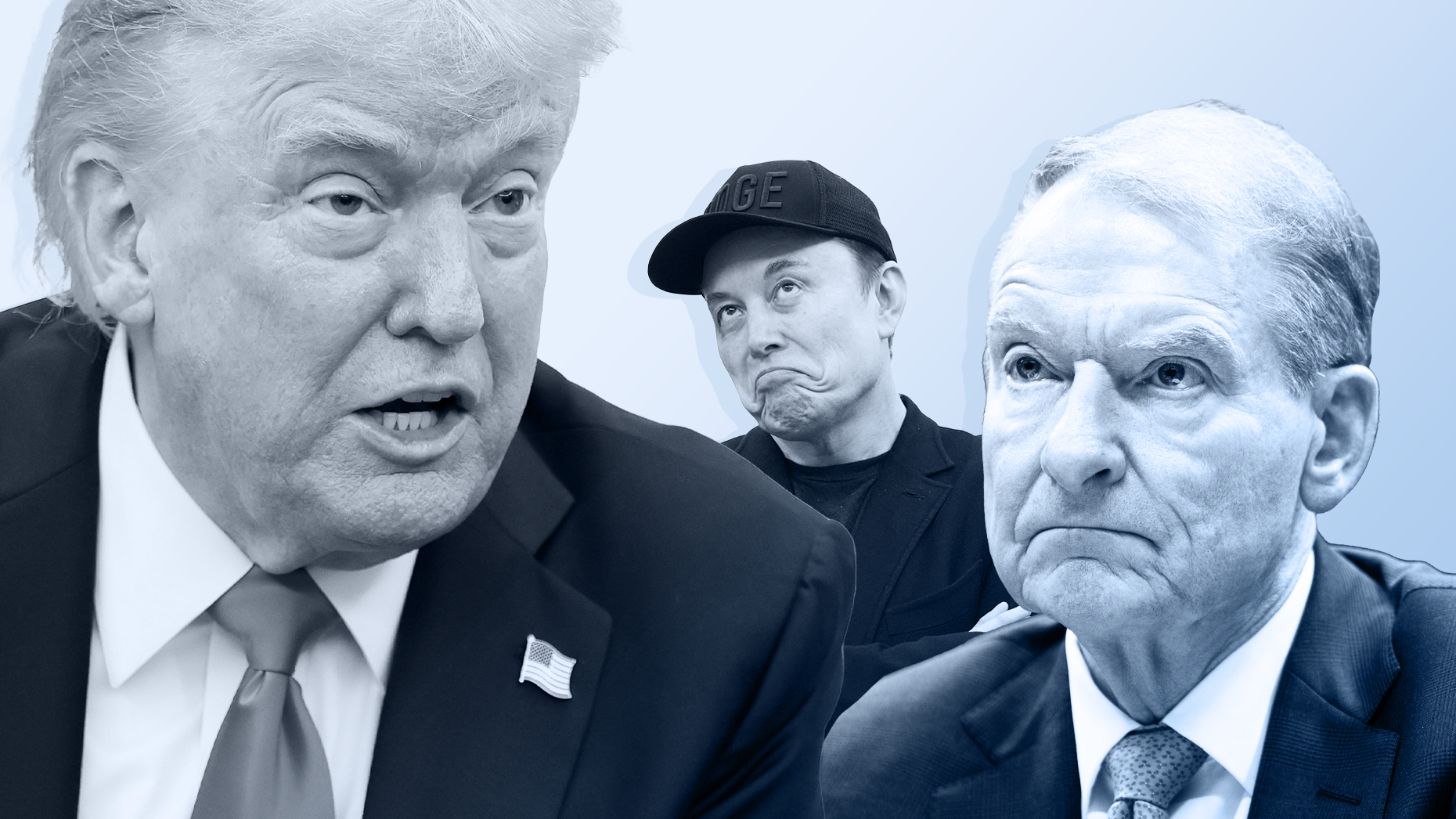 President Donald Trump (left), Elon Musk and SEC Chair Paul Atkins. Photos via Getty