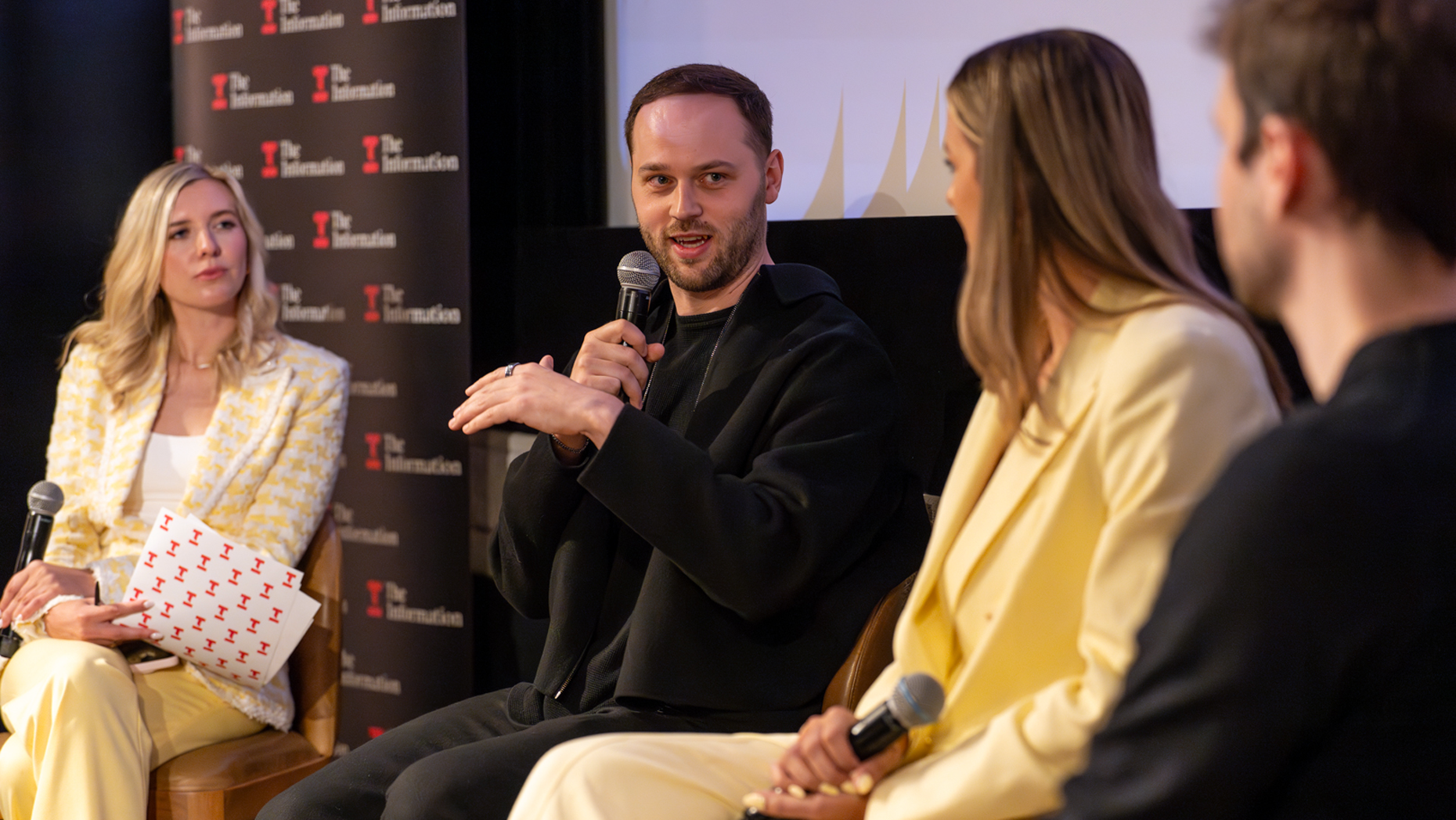  Roman Wasenmüller, Spotify’s head of podcast business, speaks at The Information's Future of Influence event. Photo by Erin Beach