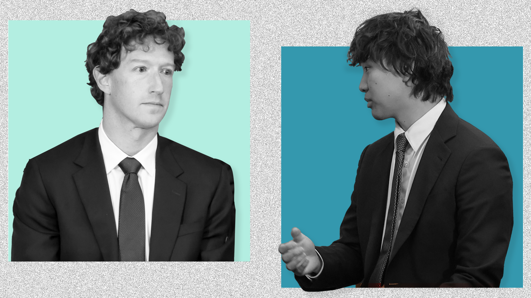 Mark Zuckerberg and Alexandr Wang. Photos: Getty, Flickr