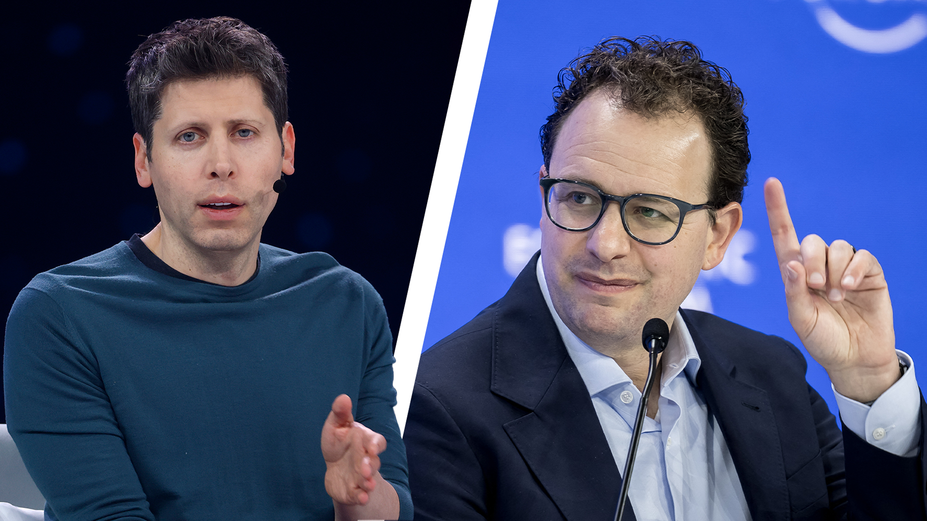 OpenAI CEO Sam Altman and Anthropic CEO Dario Amodei. Photos via Getty