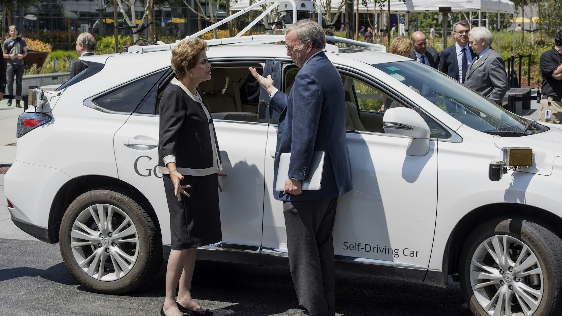 Google's self-driving car system attached to a Lexus, 2015.