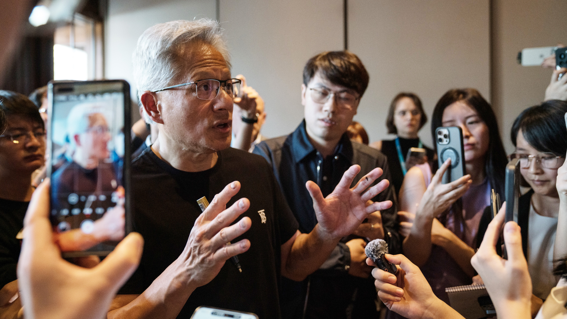 Nvidia CEO Jensen Huang in Beijing on Wednesday. Photo via Getty