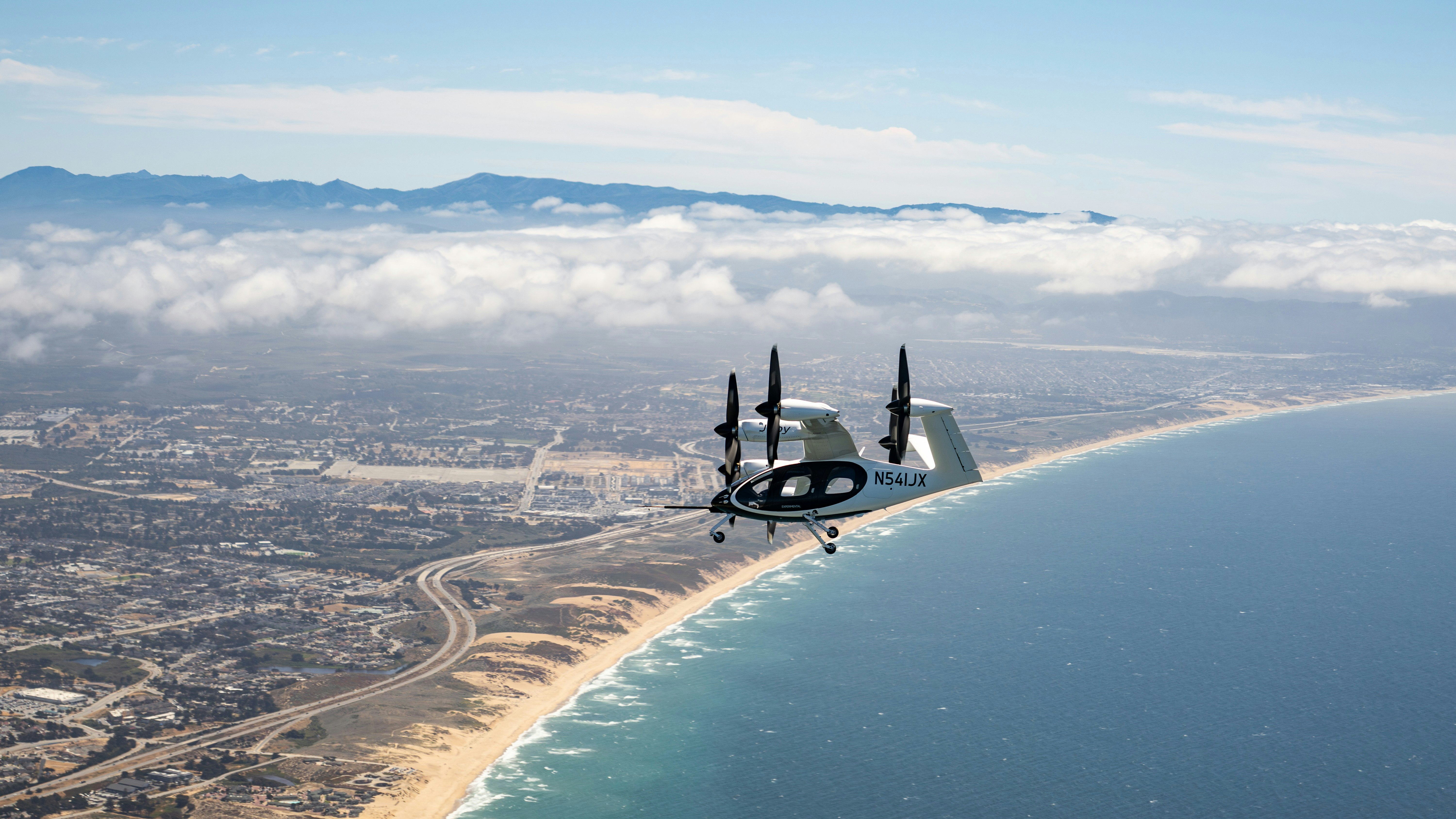 Joby's air taxi, near its manufacturing facility in Marina, Calif. Photo; Courtesy Joby