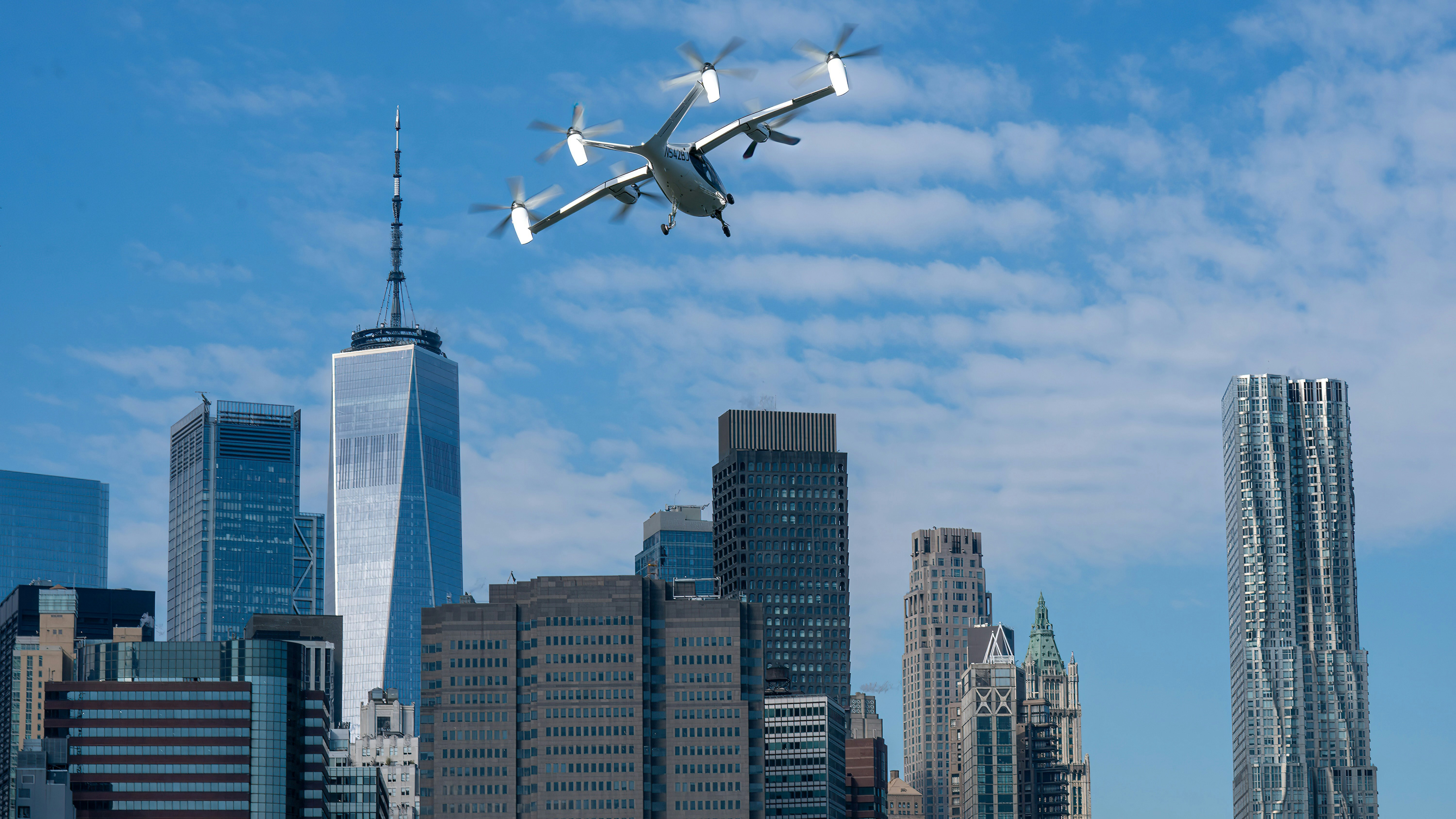 Joby's electric air taxi over New York City. Photo: Courtesy Joby