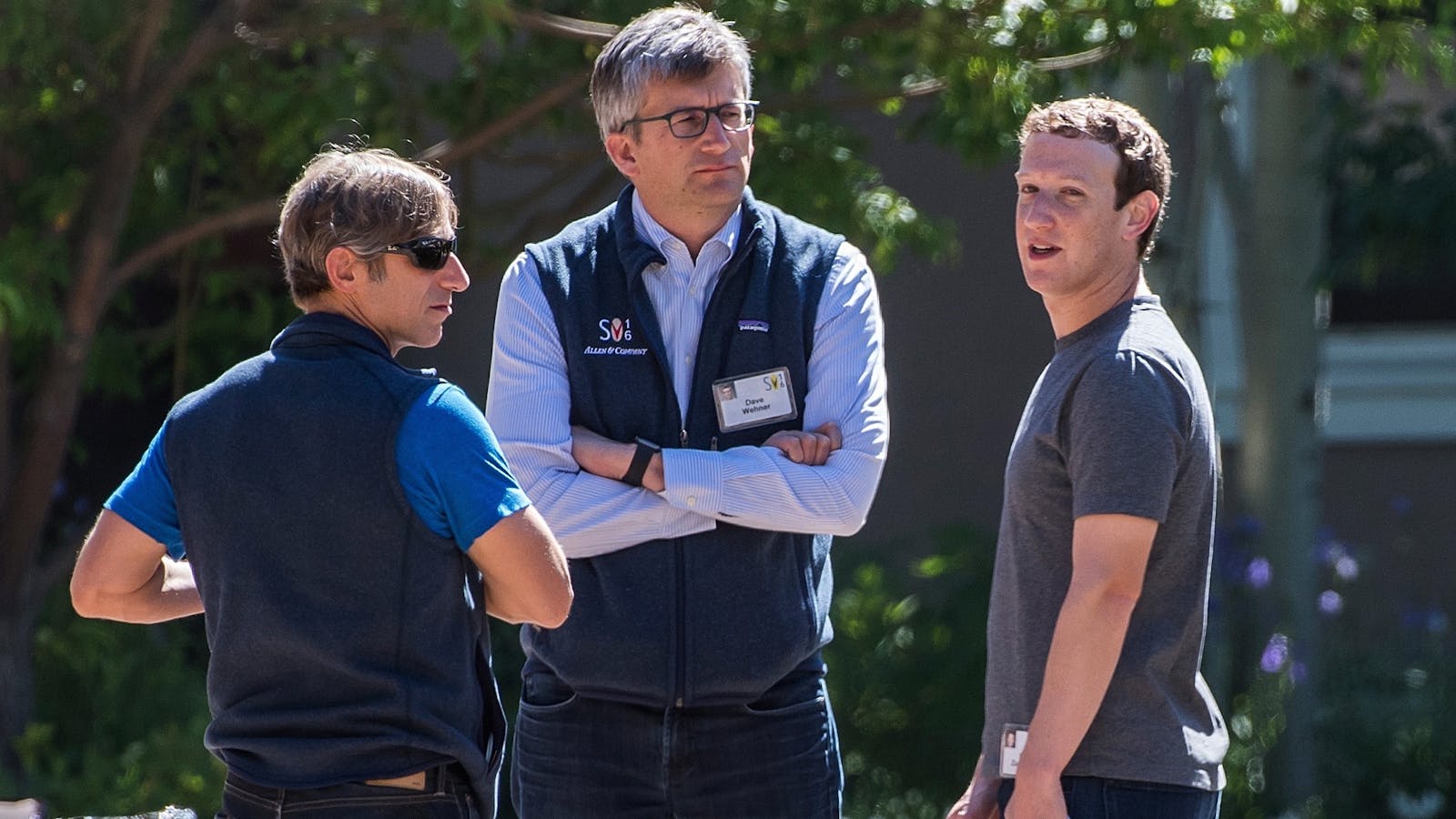 Zynga CEO Mark Pincus, Facebook CFO David Wehner and Facebook CEO at Mark Zuckerberg at Sun Valley this week. Photo by Bloomberg.