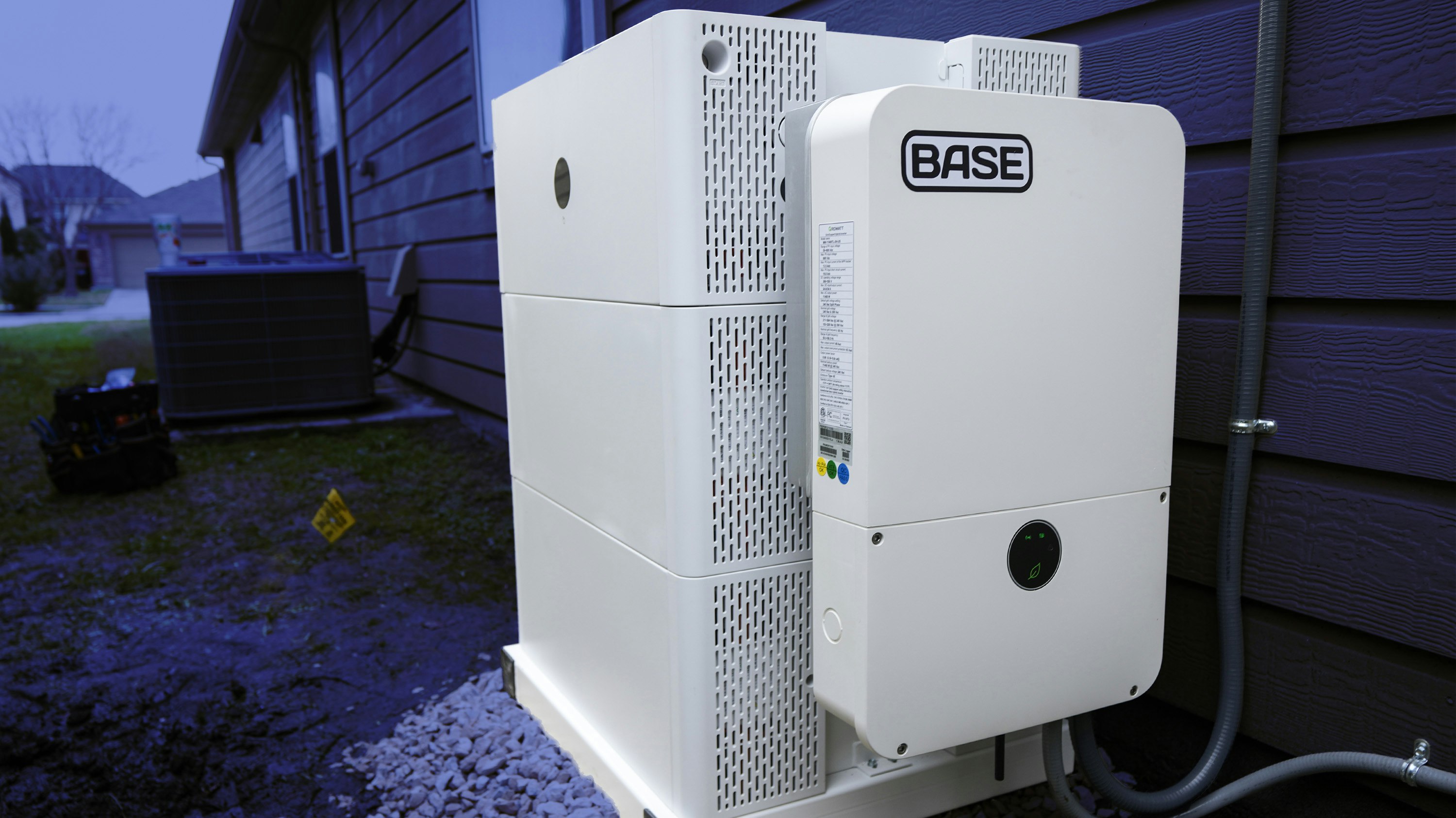 A backup battery system form Base Power is installed on  February 2025 in Houston. Photo by Getty.