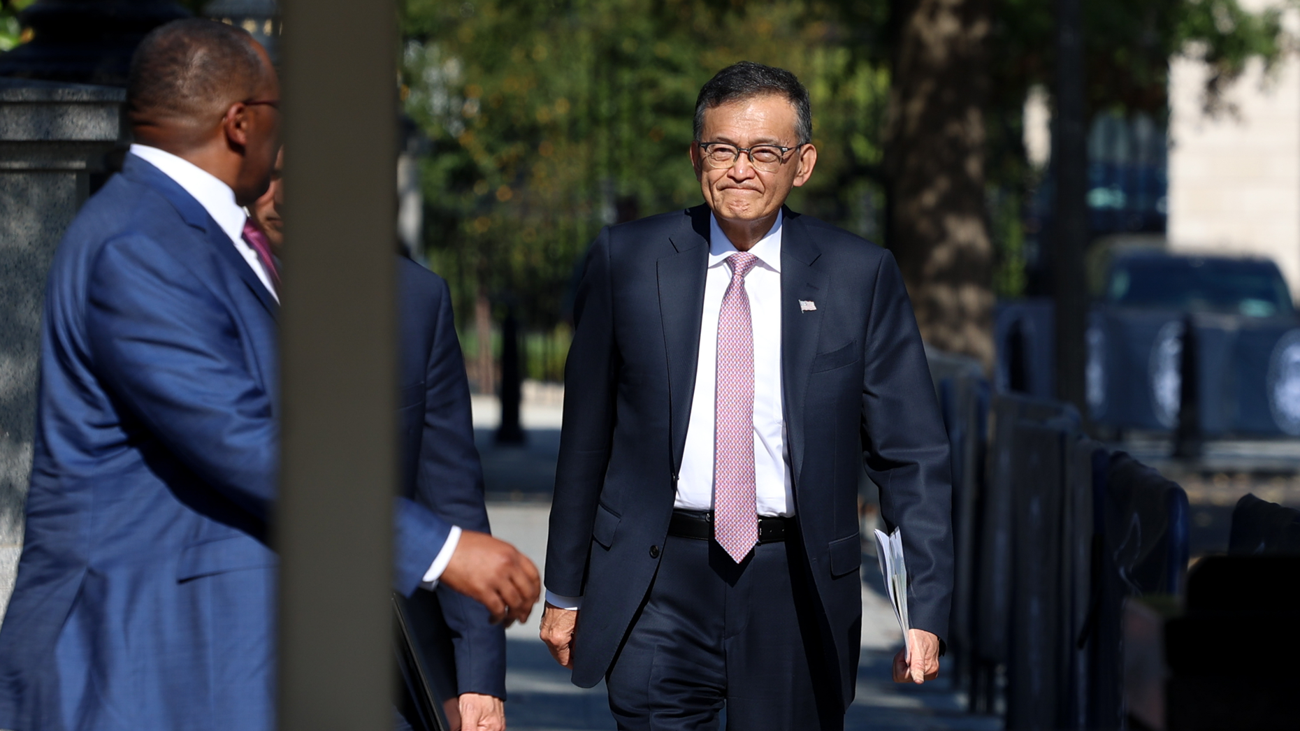 Lip-Bu Tan, CEO of Intel, leaves a meeting at the White House on Monday. Photo via Getty.