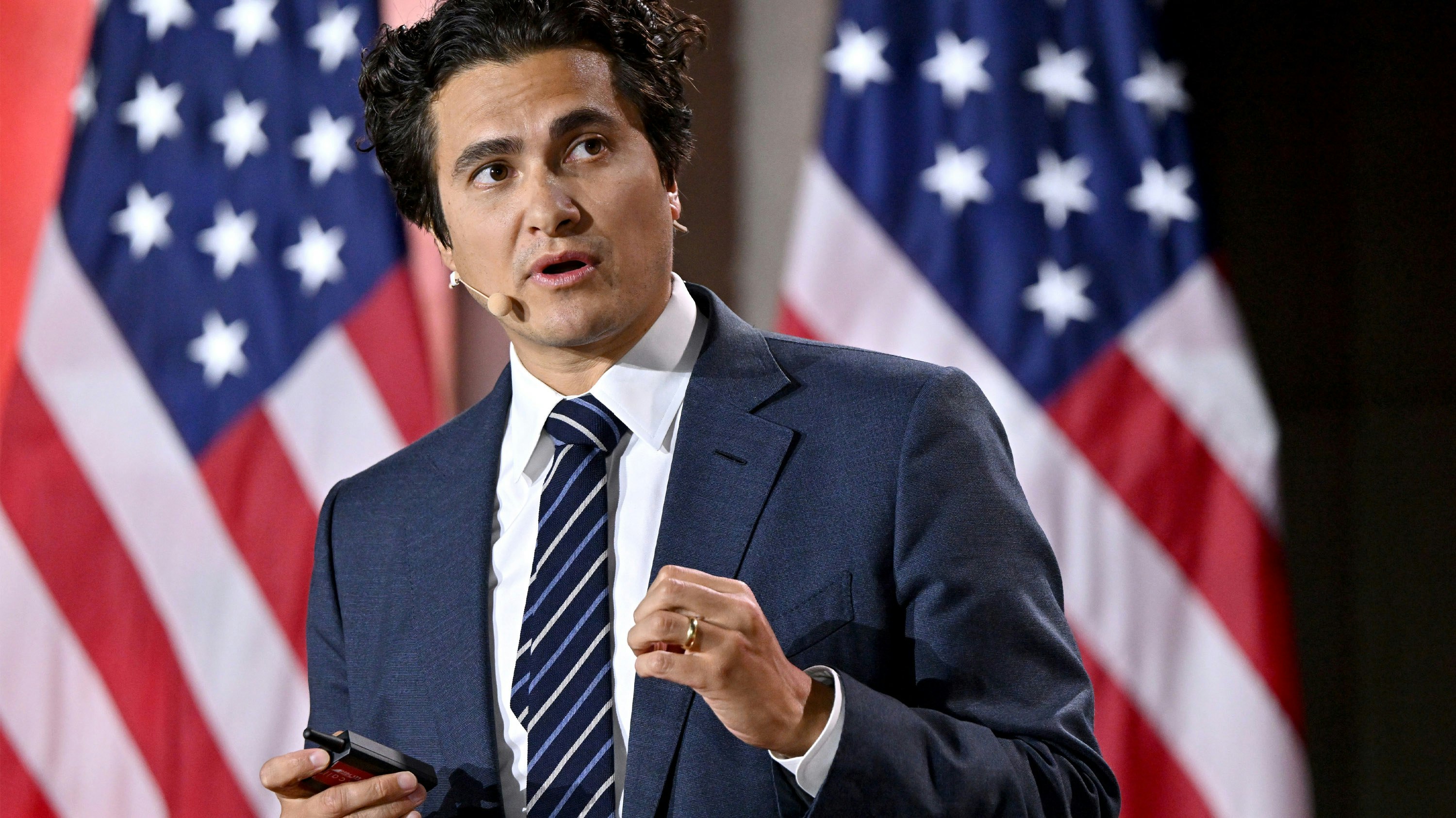 Crusoe CEO Chase Lochmiller speaks onstage at the All-In and Hill & Valley Forum  on July 23 in Washington, D.C. Image via Getty.