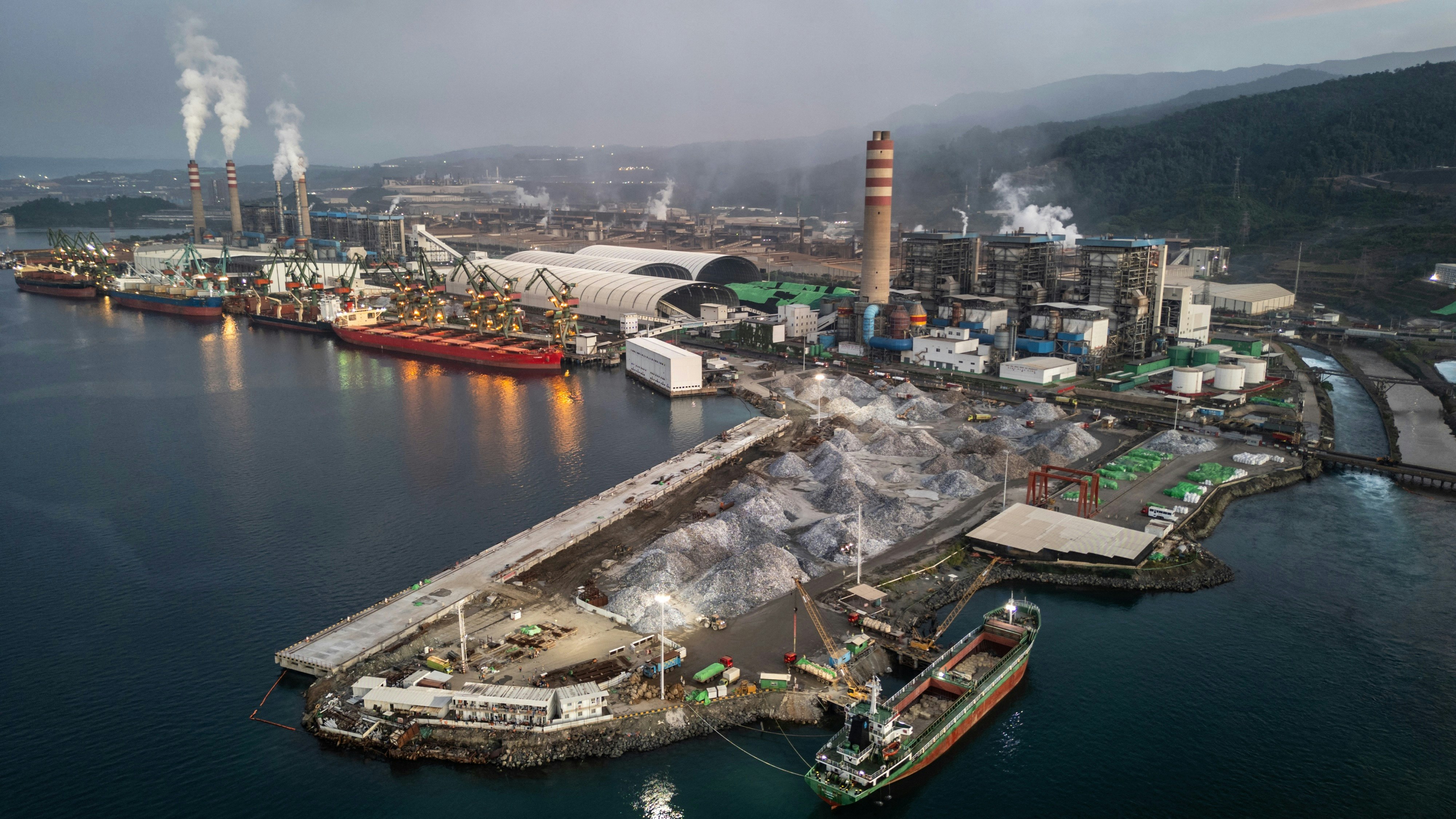 Nickel processing and smelting plant in North Maluku, Indonesia. Photo: STR/AFP/Getty