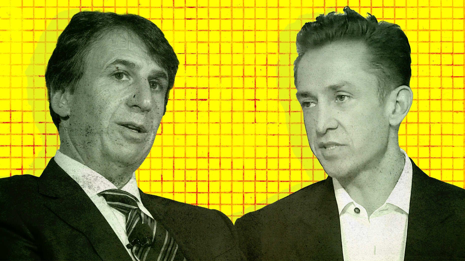 CEO of Apollo Marc Rowan, left, and KKR partner Waldemar Szlezak. Images via Getty; YouTube.