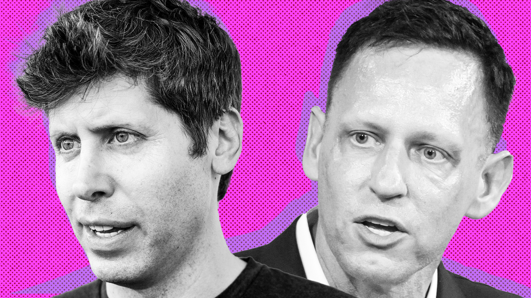 Sam Altman, left, and Peter Thiel. Photos by Getty