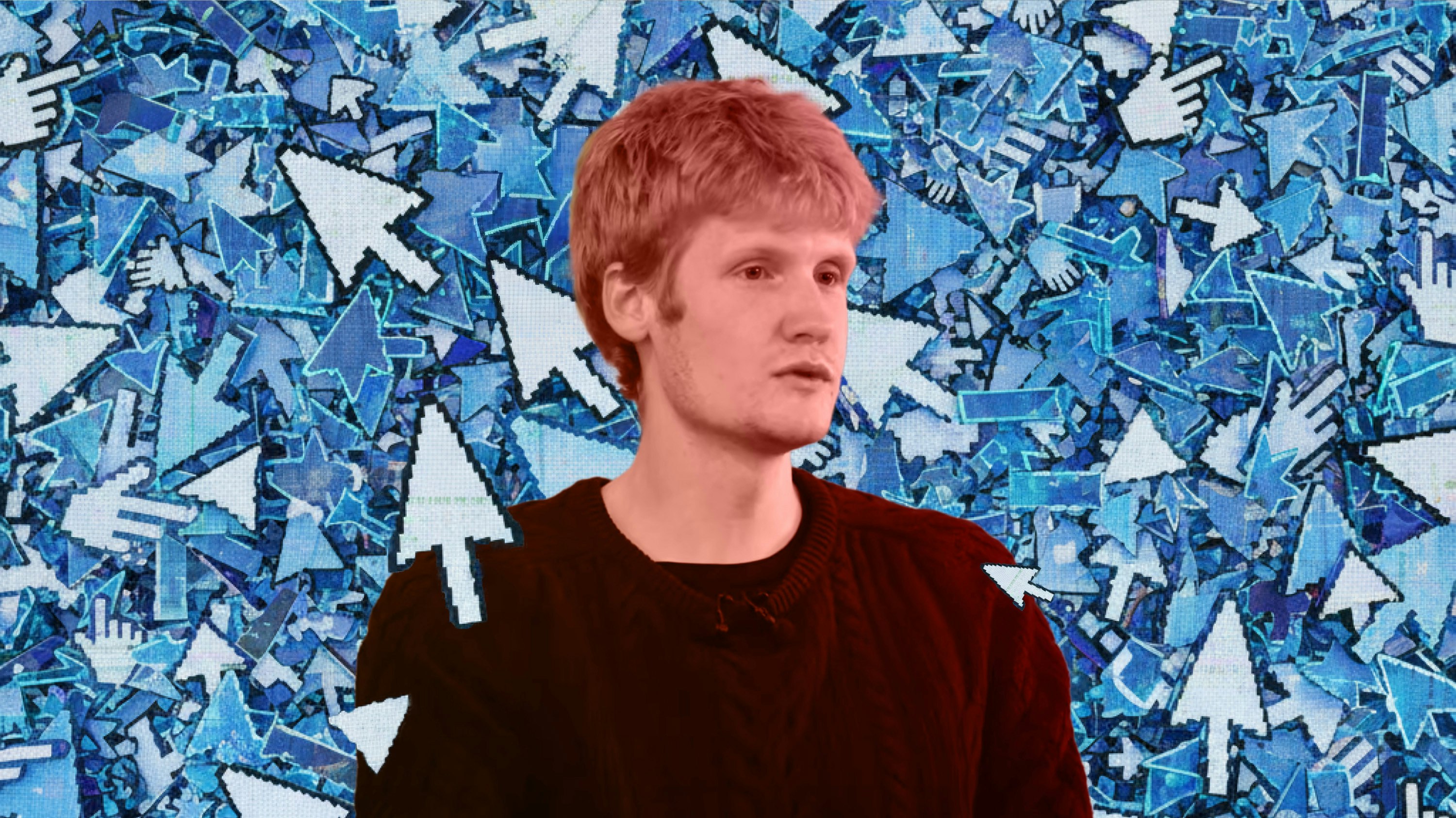 Cursor CEO Michael Truell. Art by Clark Miller; screenshot via YouTube