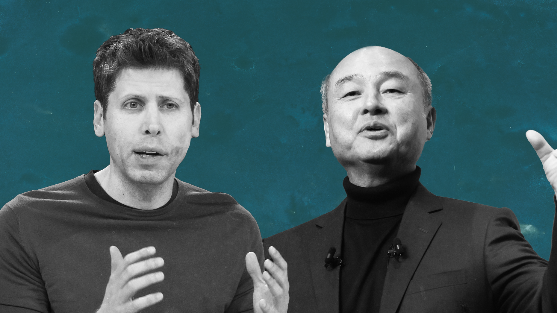 OpenAI's Sam Altman, left, and SoftBank's Masayoshi Son. Images via Getty.