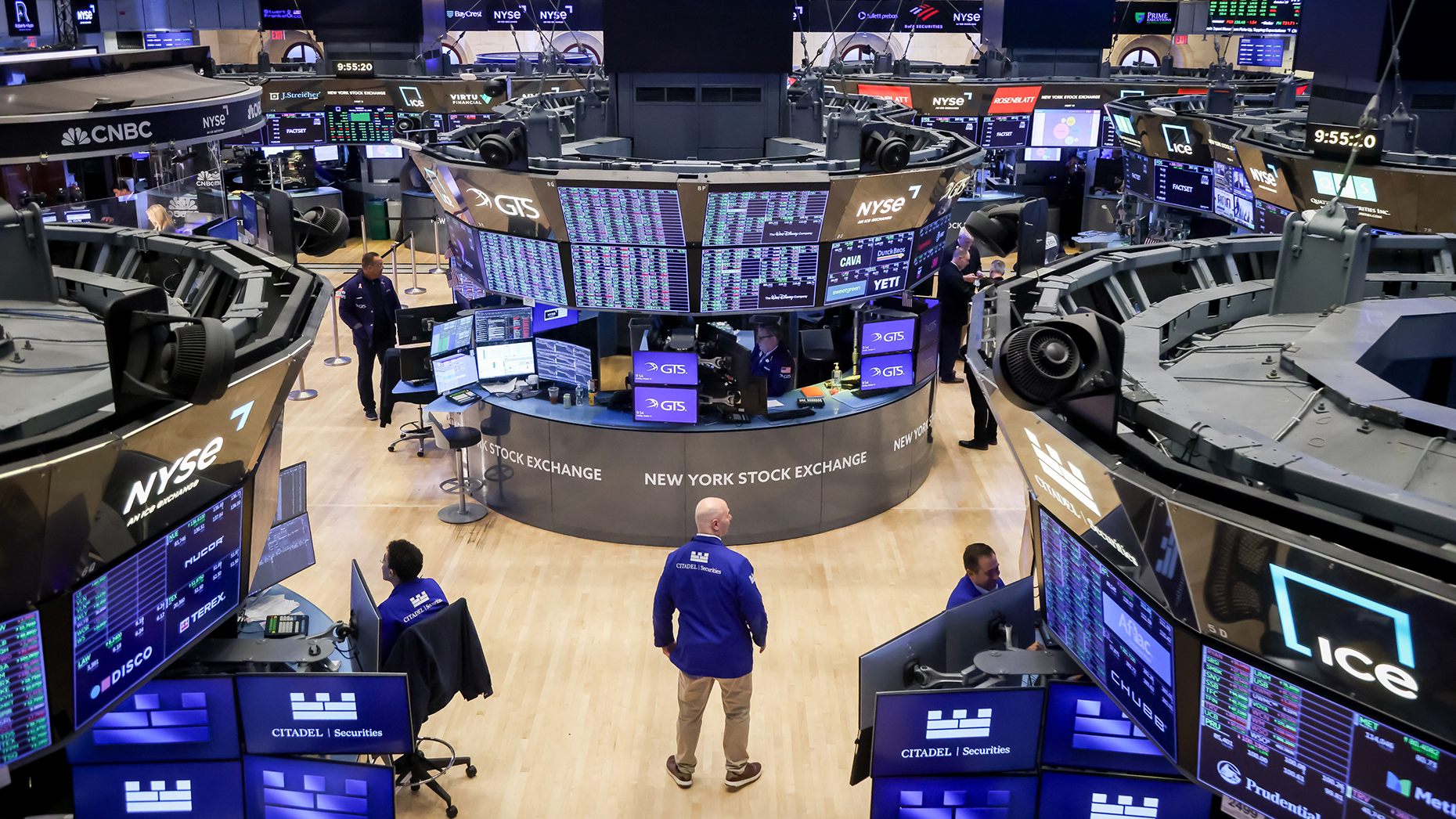 Traders work on the floor of the New York Stock Exchange. Getty Images