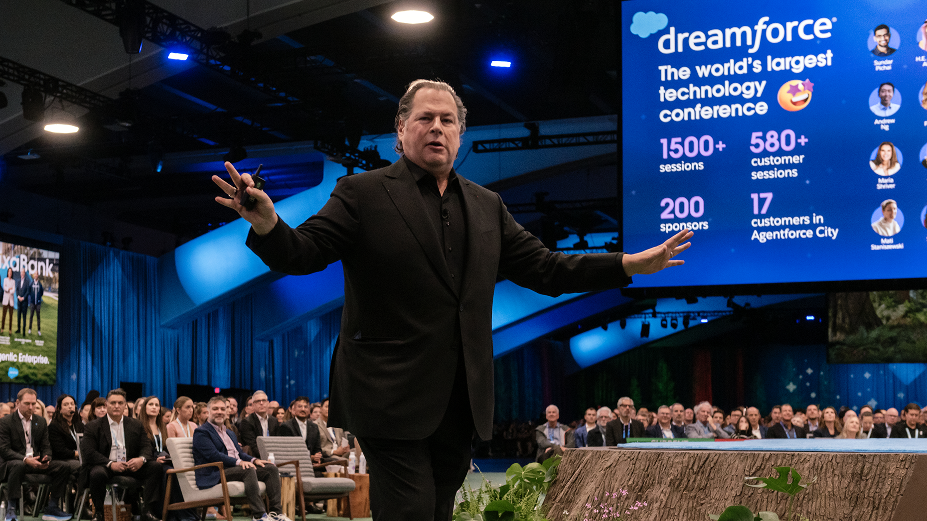 Salesforce CEO Marc Benioff at Dreamforce on Tuesday. Image via Getty