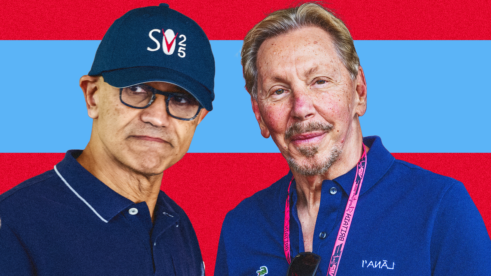 Microsoft CEO Satya Nadella and Oracle co-founder Larry Ellison. Getty Images 