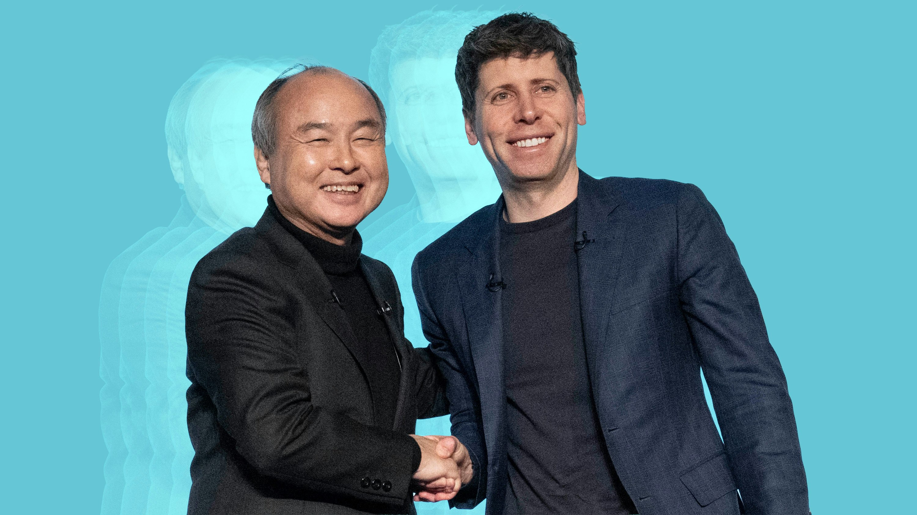 SoftBank's Masayoshi Son (left) and OpenAI's Sam Altman. Photo by Getty Images