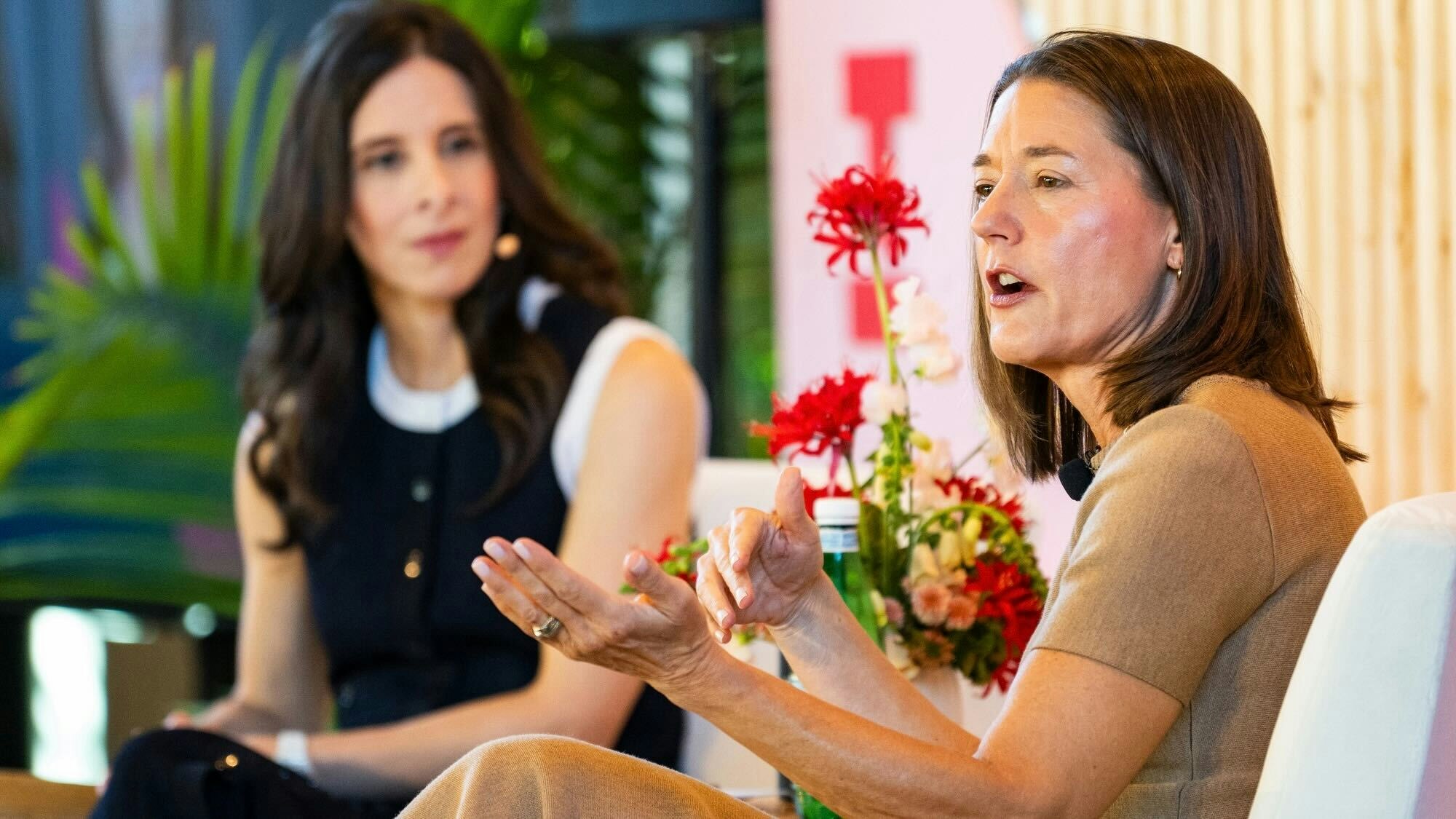 The Information Founder Jessica Lessin (L) and YouTube Chief Business Officer Mary Ellen Coe (R). Photo by Erin Beach.