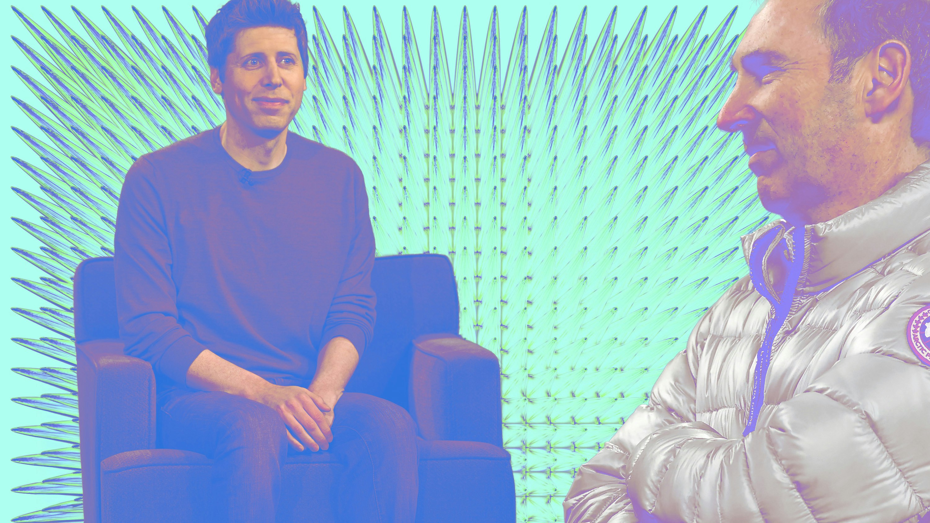 OpenAI CEO Sam Altman, left and Amazon CEO Andy Jassy via Getty. Collage by Clark Miller.