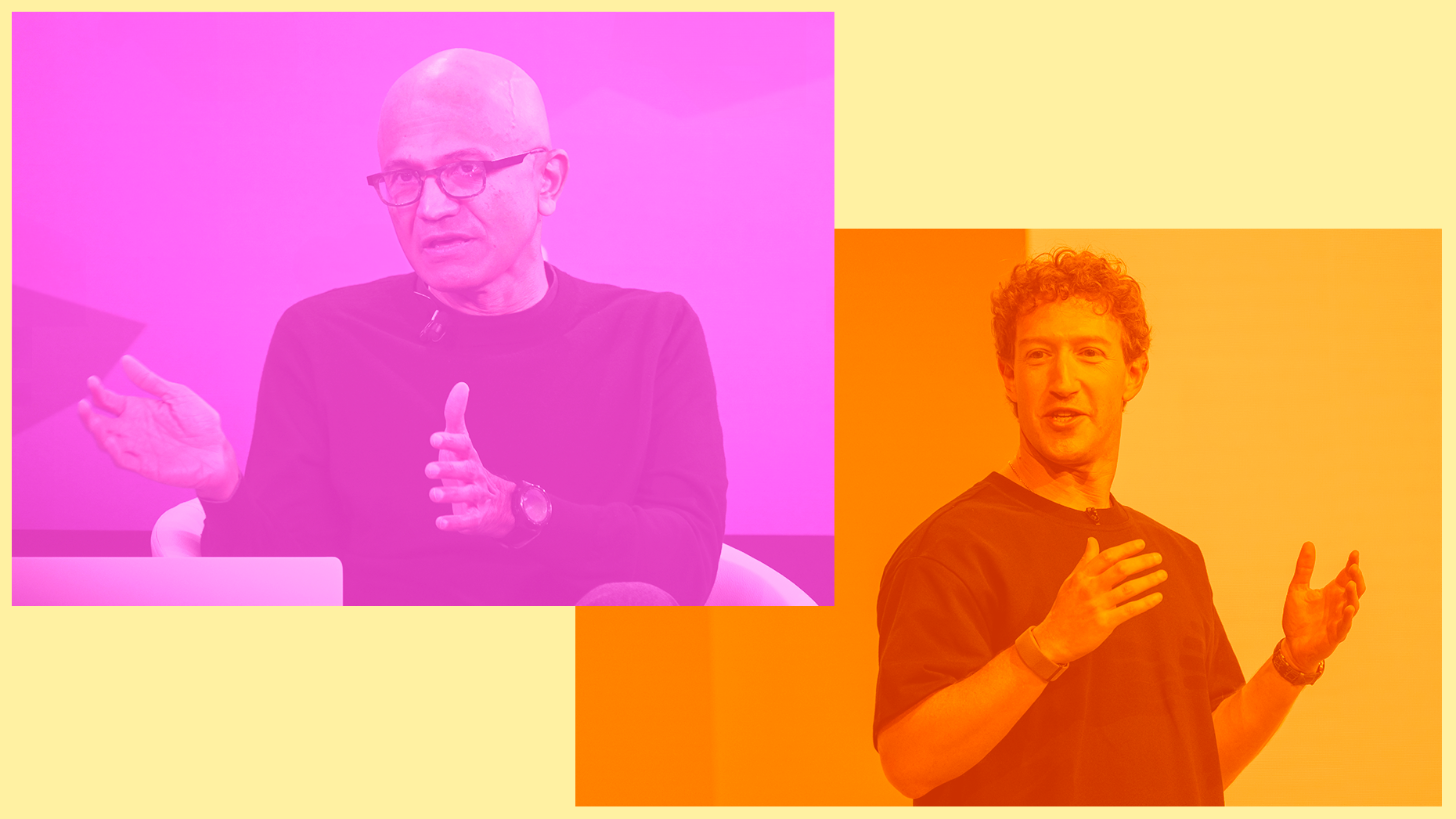Satya Nadella and Mark Zuckerberg. Getty Images