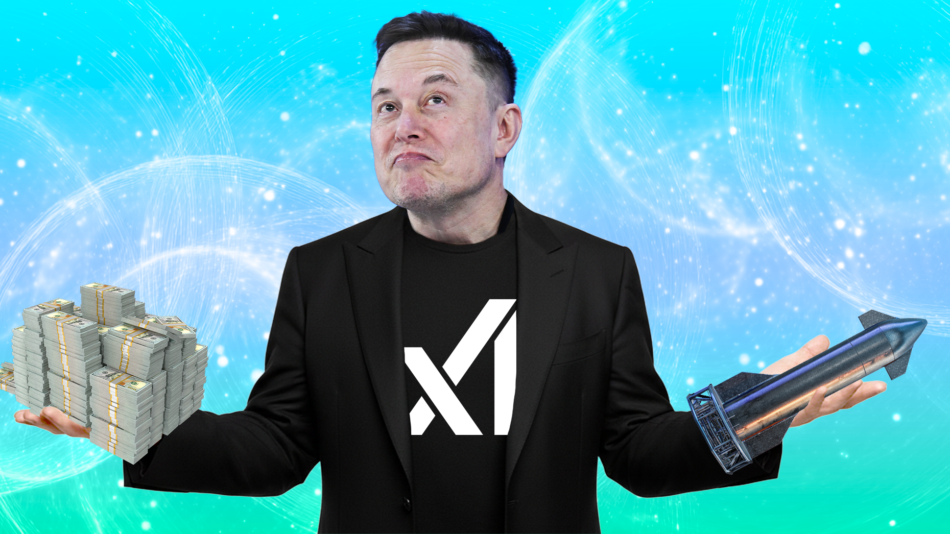 Photo of Elon Musk by Getty Images; art by Mike Sullivan