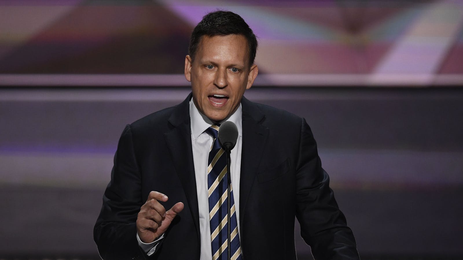 Peter Thiel speaking at the RNC. Photo by Bloomberg.