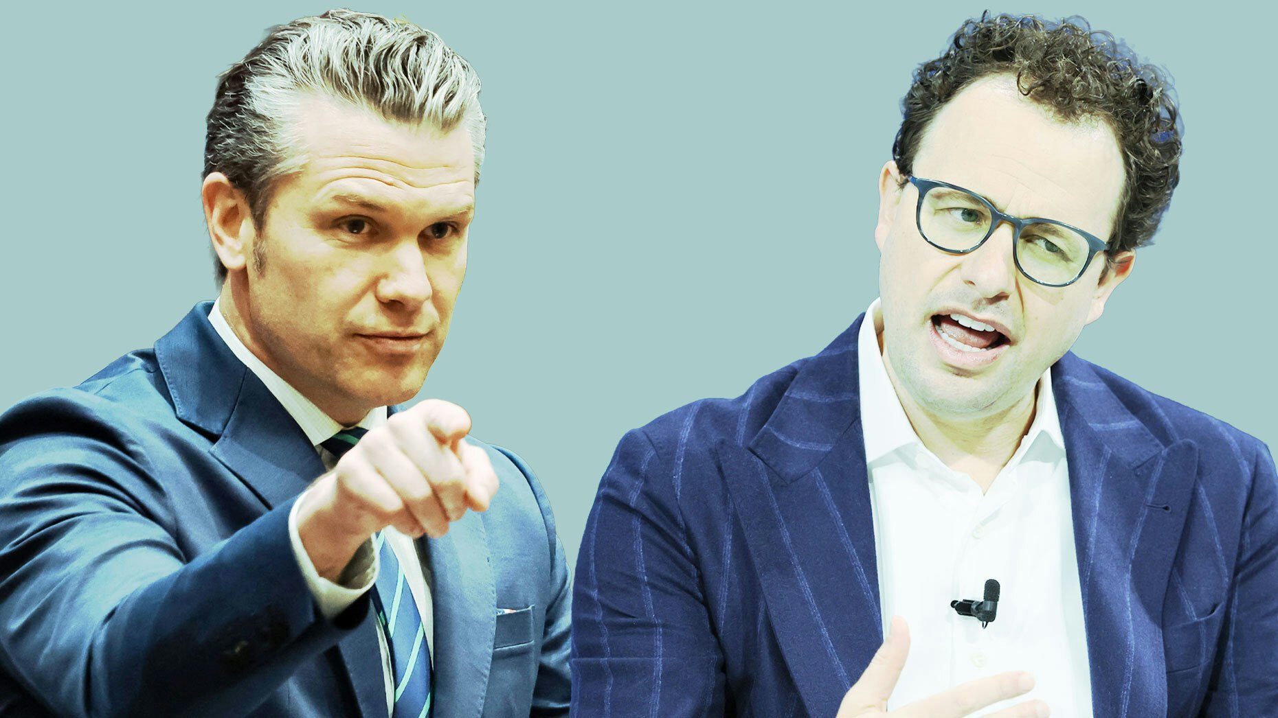 Pete Hegseth, left, and Dario Amodei. Photos by Getty.