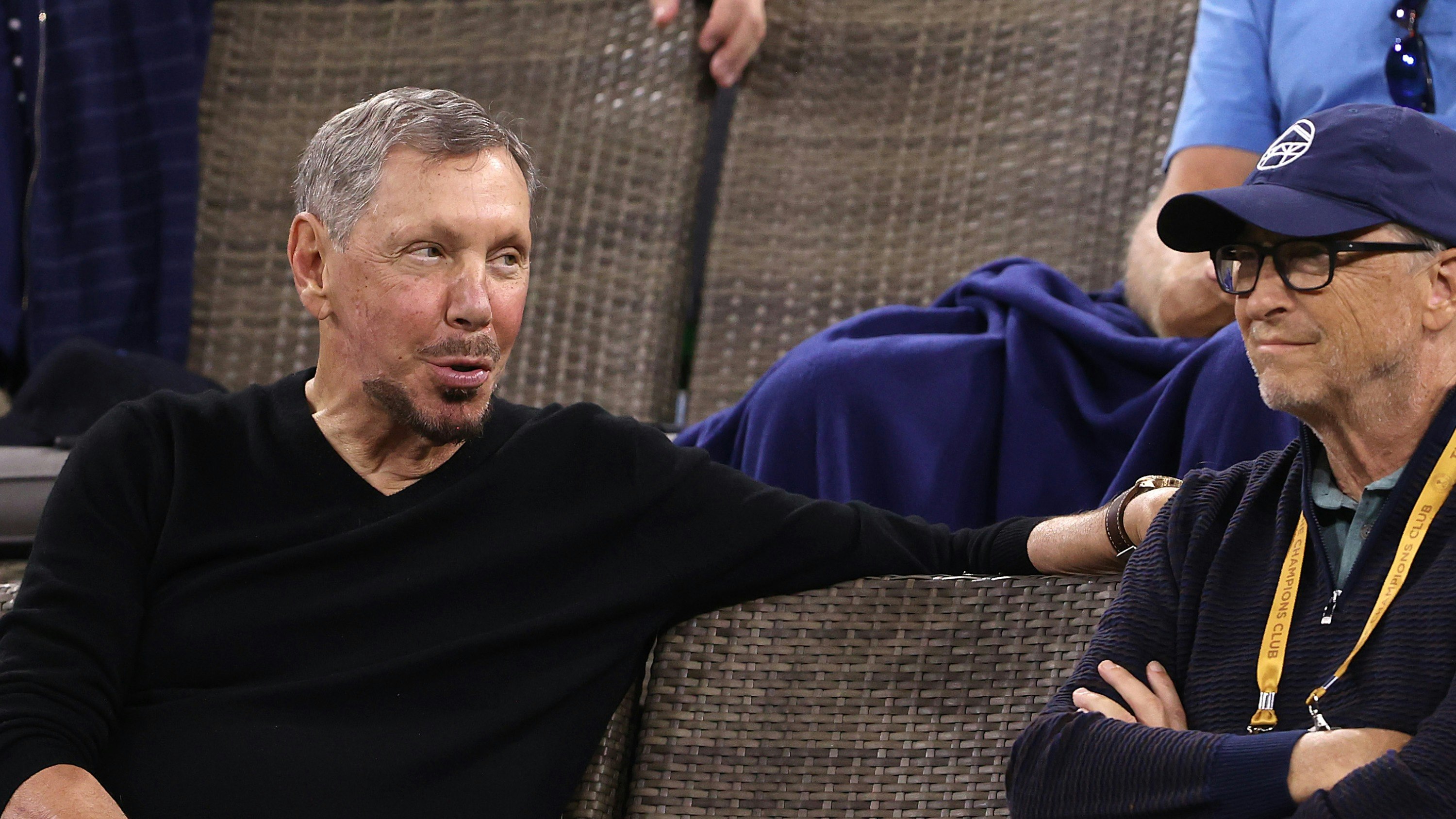 Oracle Chairman Larry Ellison with former Microsoft chair Bill Gates. Photo via Getty