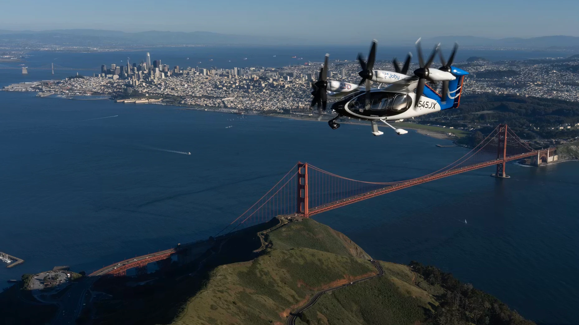 On March 12, Joby flew its eVTOL over San Francisco. Photo: Courtesy Joby Aviation.