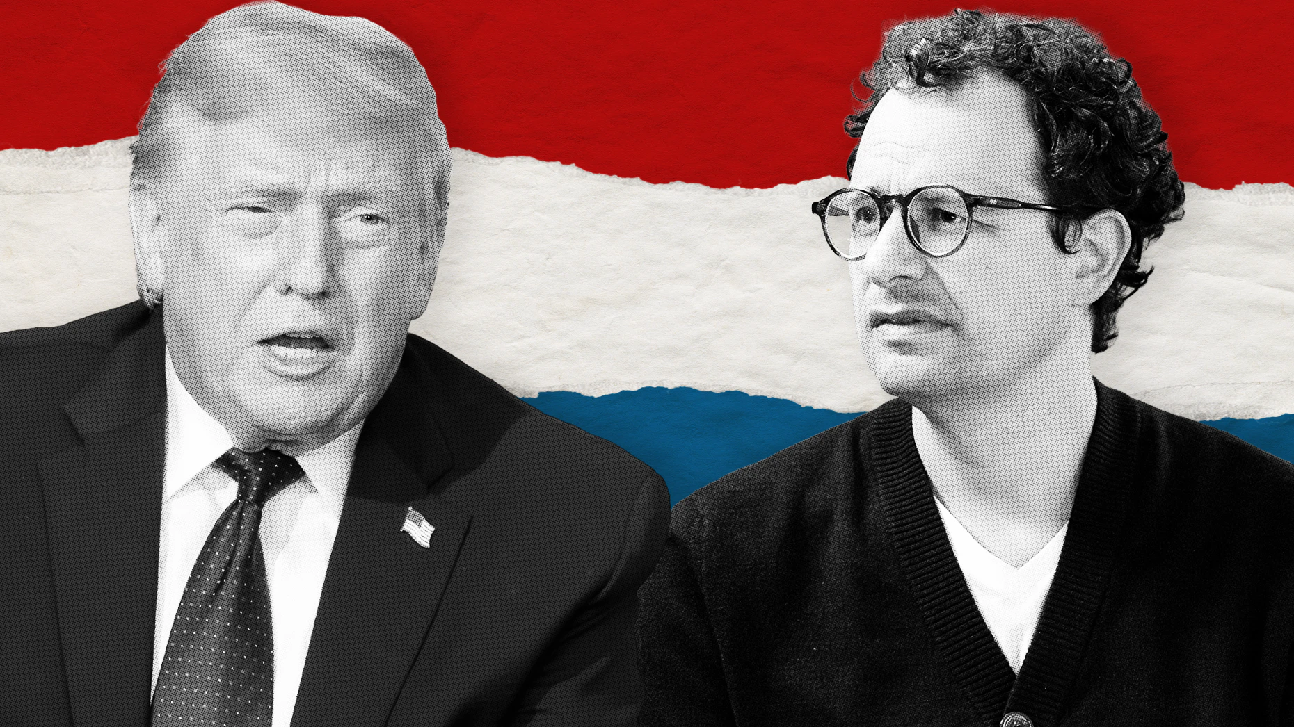Donald Trump, left, and Dario Amodei. Photos via Getty Images; art by Mike Sullivan