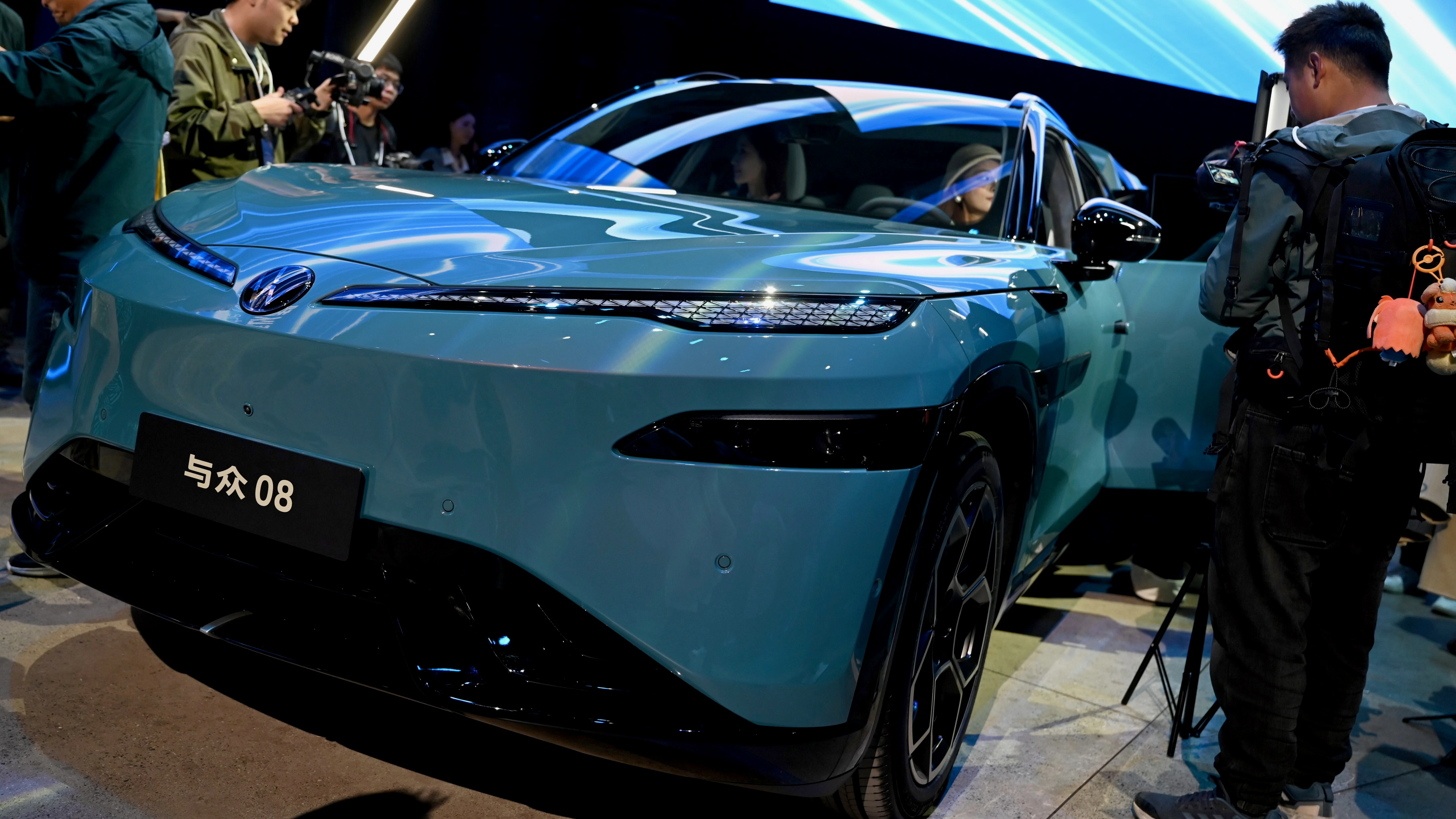 Volkswagen's new electric ID.Unyx.08, designed with China's XPeng for the Chinese market. Photo: Johannes Neudecker/picture alliance/Getty 