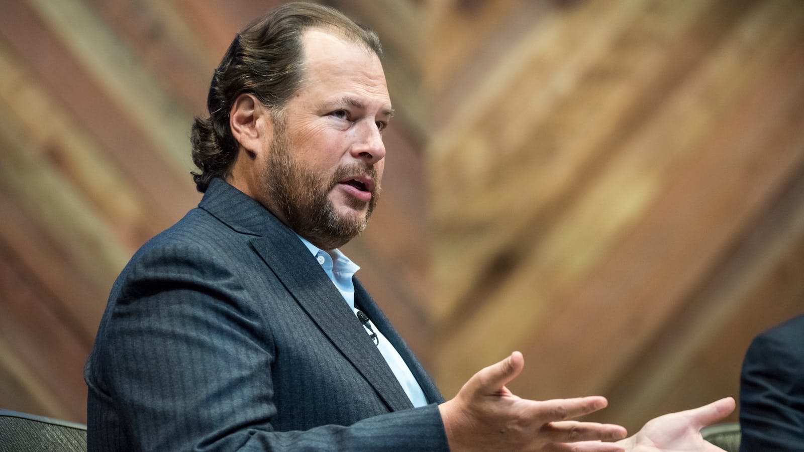 Salesforce CEO Marc Benioff at last year's Dreamforce conference. Photo by Bloomberg.
