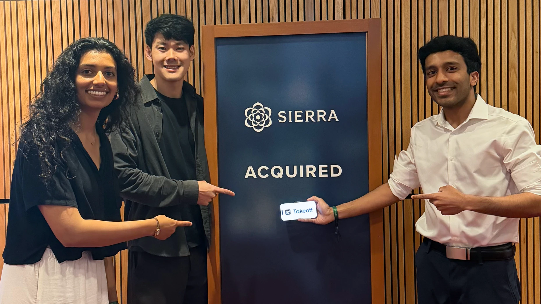 Takeoff founding engineers Shreya Shubhangi and Spencer Yen and founder and CEO Aakash Thumaty. Photo courtesy of Takeoff.