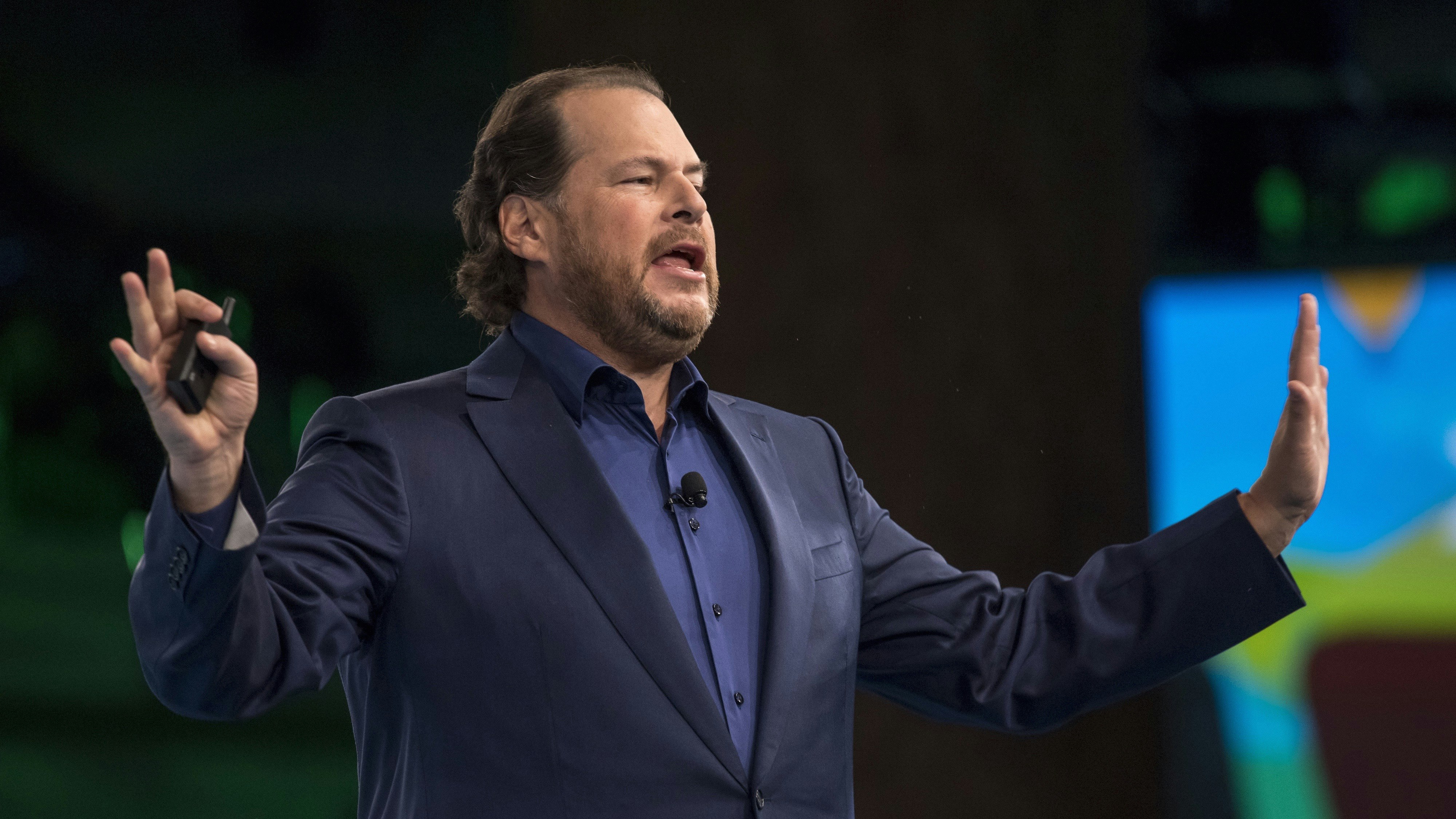 Salesforce CEO Marc Benioff at the company's DreamForce conference last week. Photo by Bloomberg.