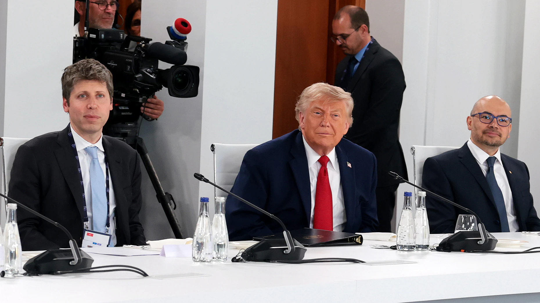 CEO of OpenAI Sam Altman, U.S. President Donald Trump and CEO of DeepMind Demis Hassabis at G7 Summit in June. Photo by Anna Moneymaker/Getty Images