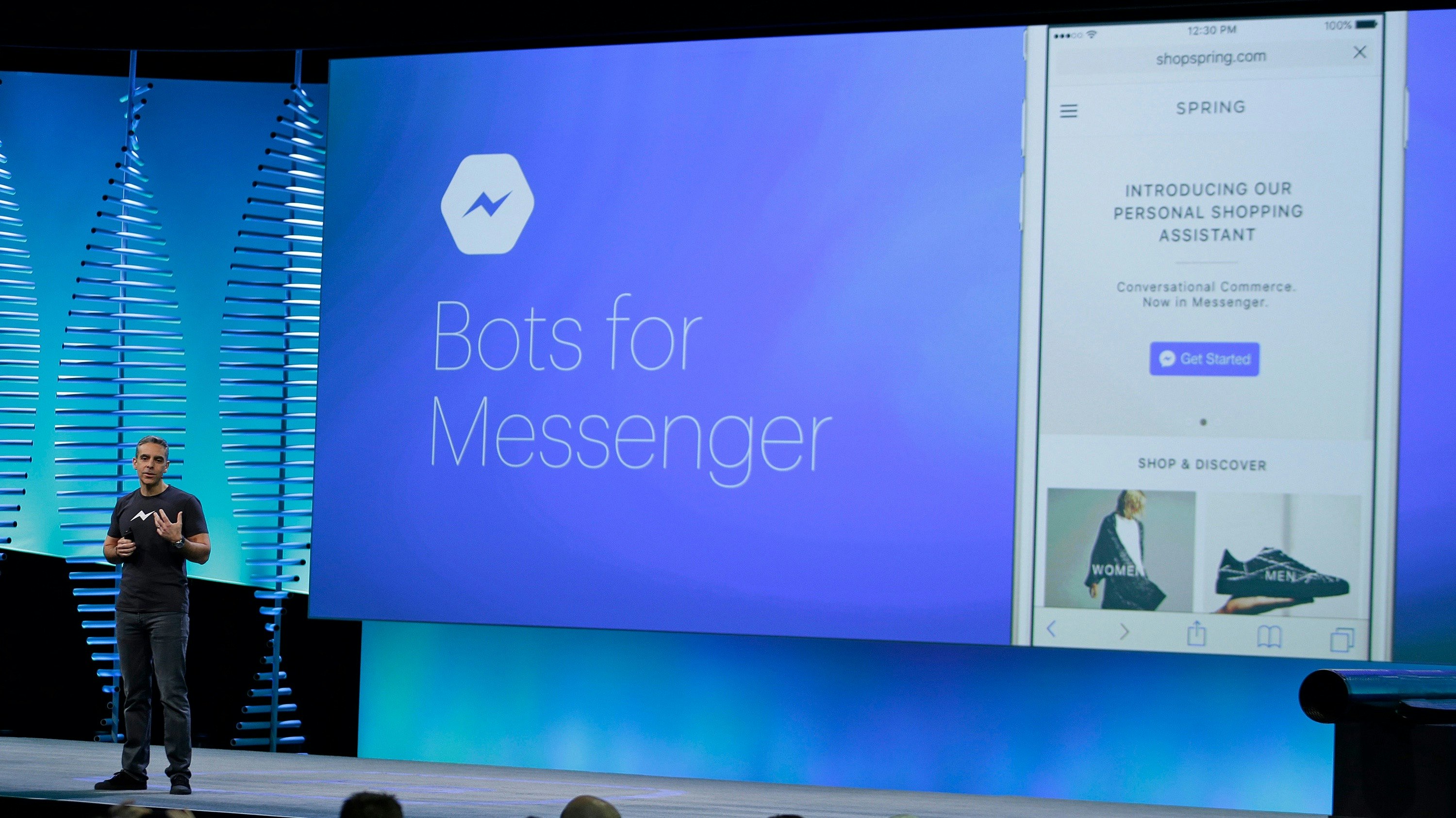 Messenger chief David Marcus at F8 in April. Photo by AP.