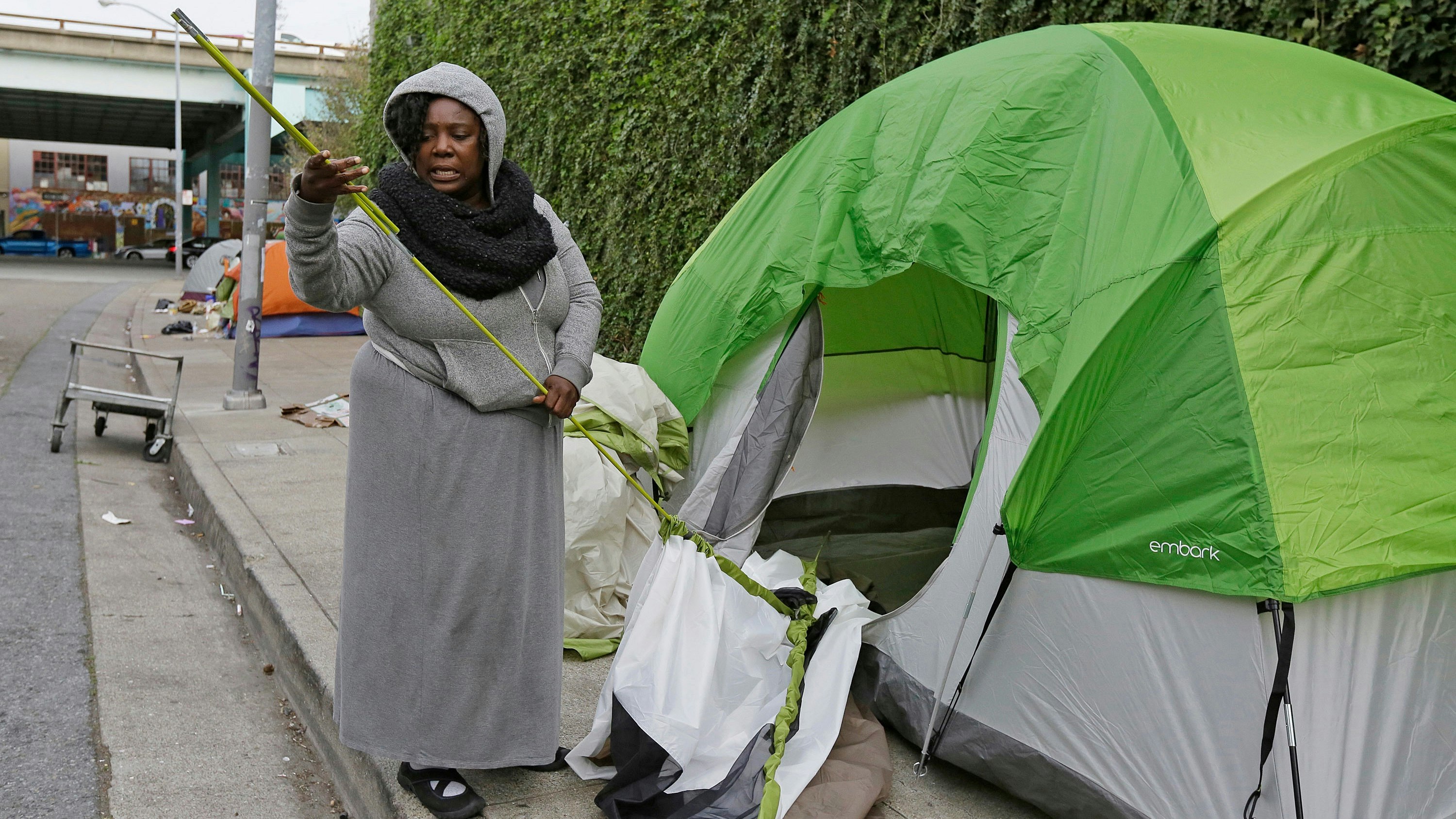 San Francisco's Prop. Q would enact a stricter ban on tents on public sidewalks. Photo by AP.