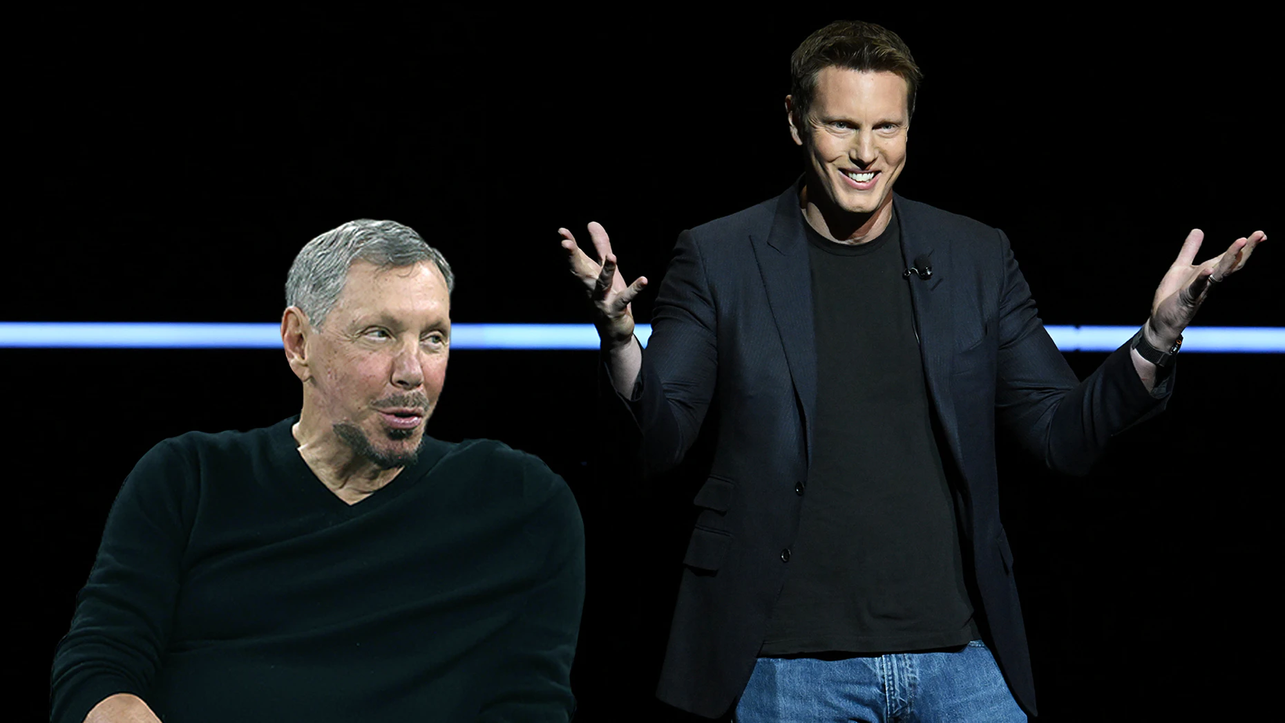 Larry and David Ellison. Getty Images.