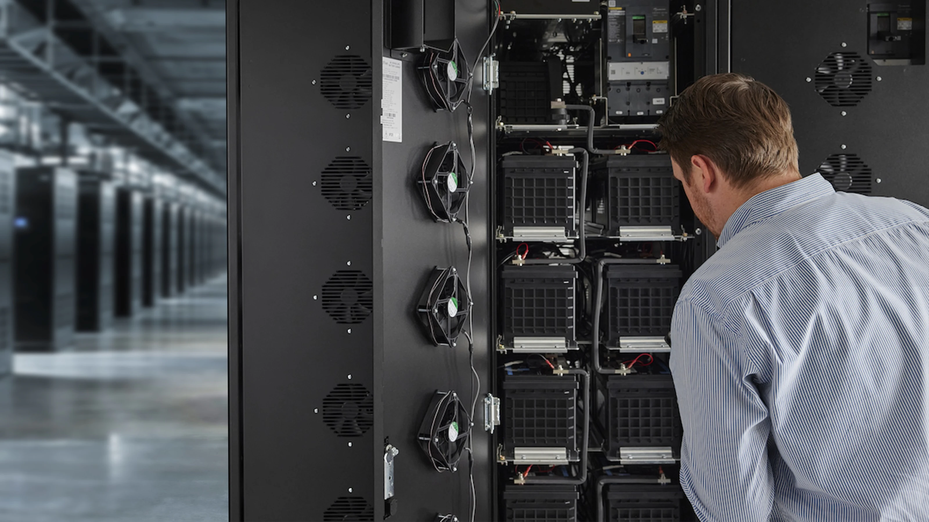 Nickel zinc batteries in an AI data center. Photo: Courtesy ZincFive 