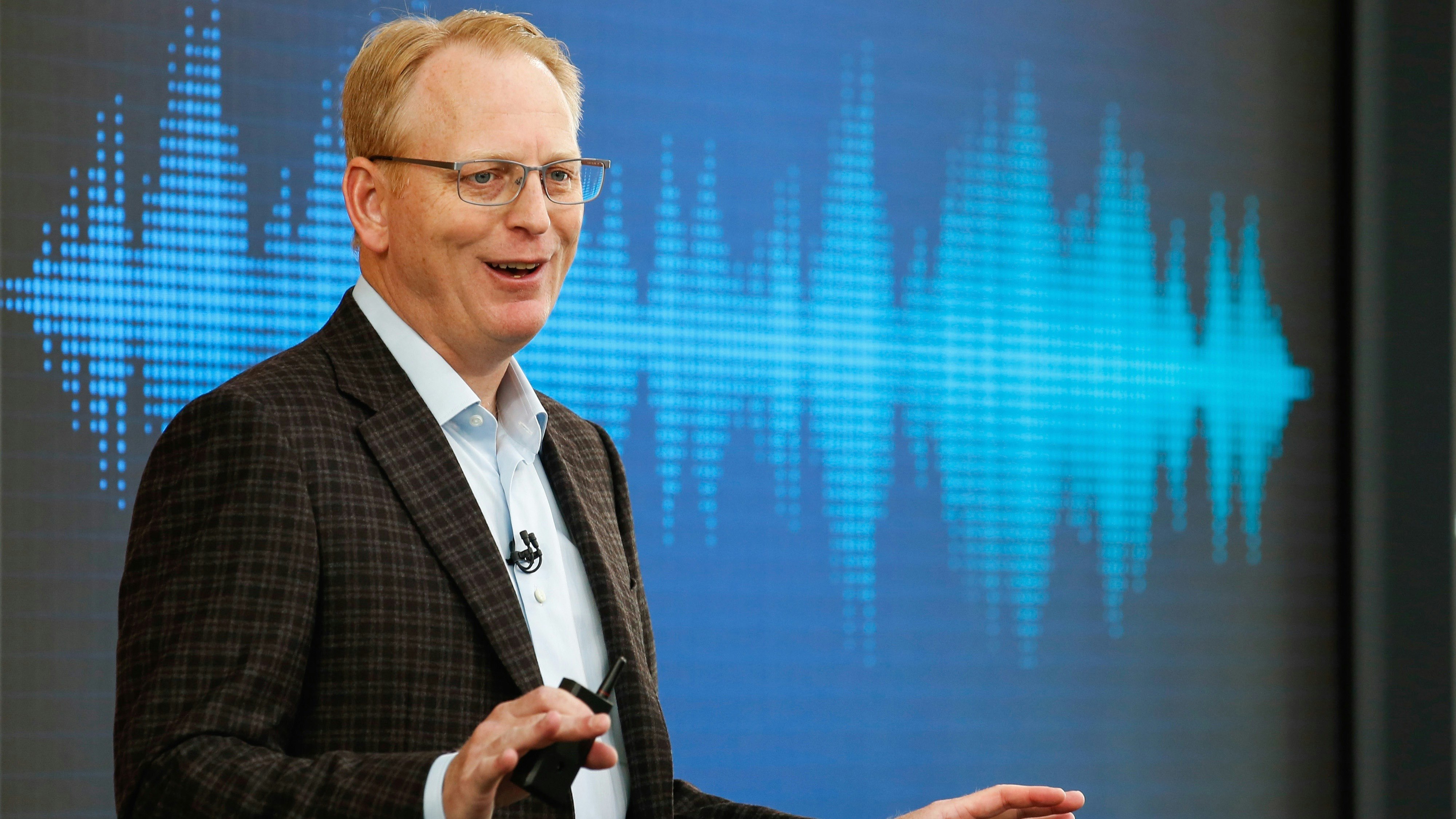 Amazon's senior vice president of devices, David Limp, launching the Echo in London in September. Photo by Bloomberg.