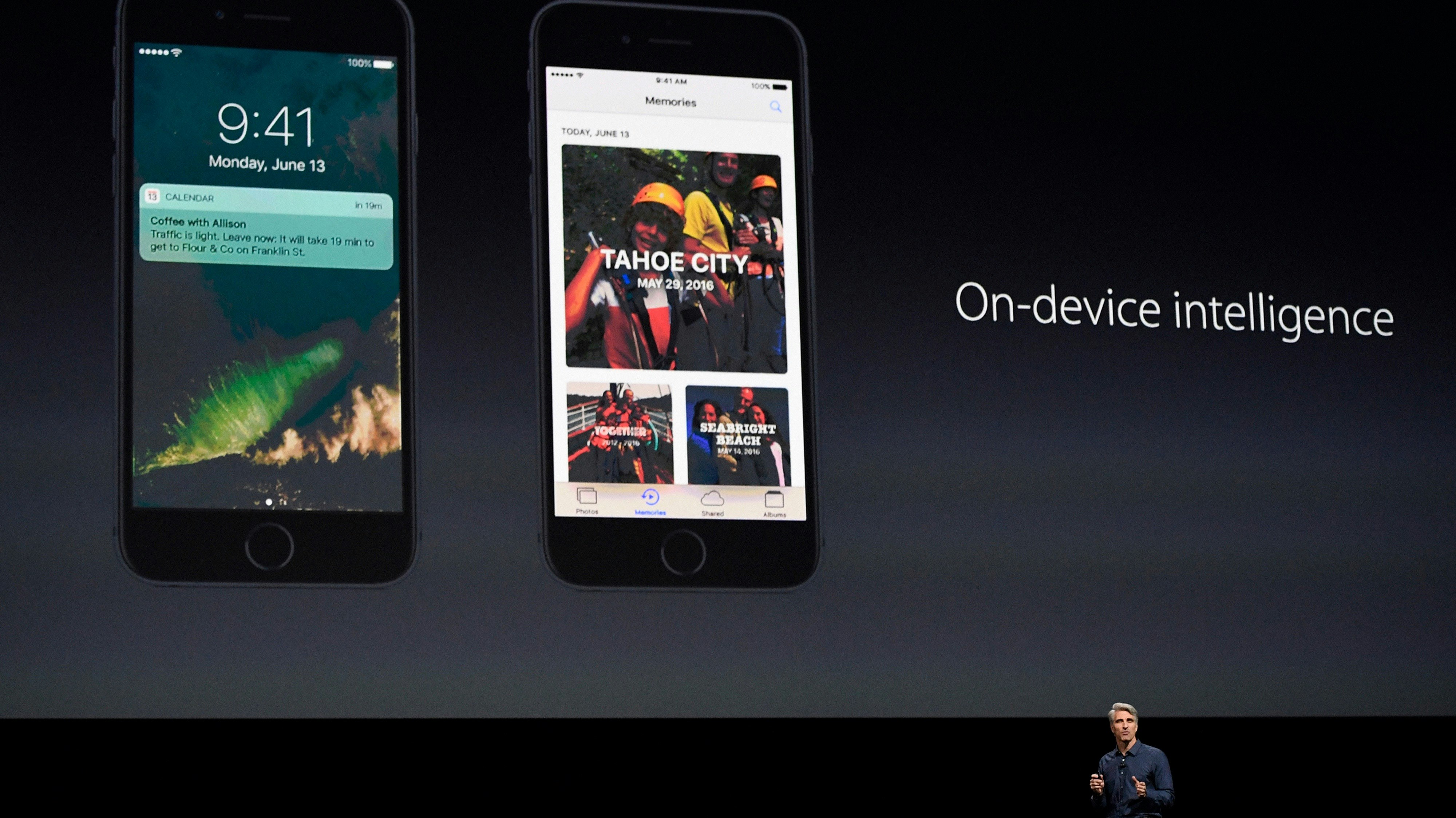 Apple's senior vp for software engineering, Craig Federighi, at the WWDC in June. Photo by Bloomberg. 