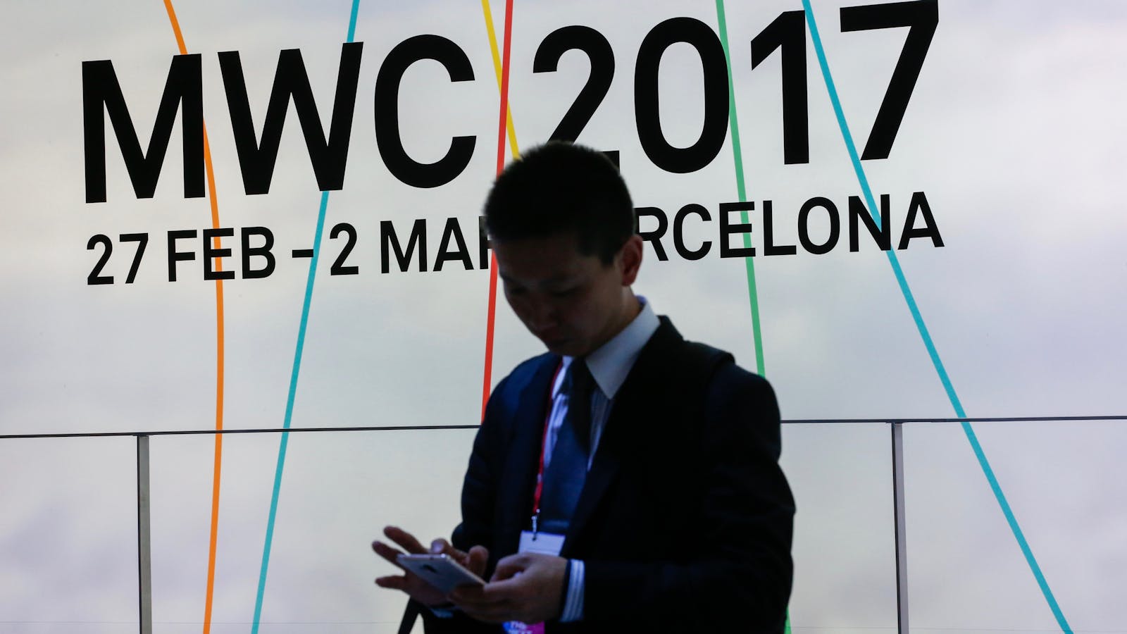 An attendee at this week's Mobile World Congress in Barcelona. Photo by Bloomberg.