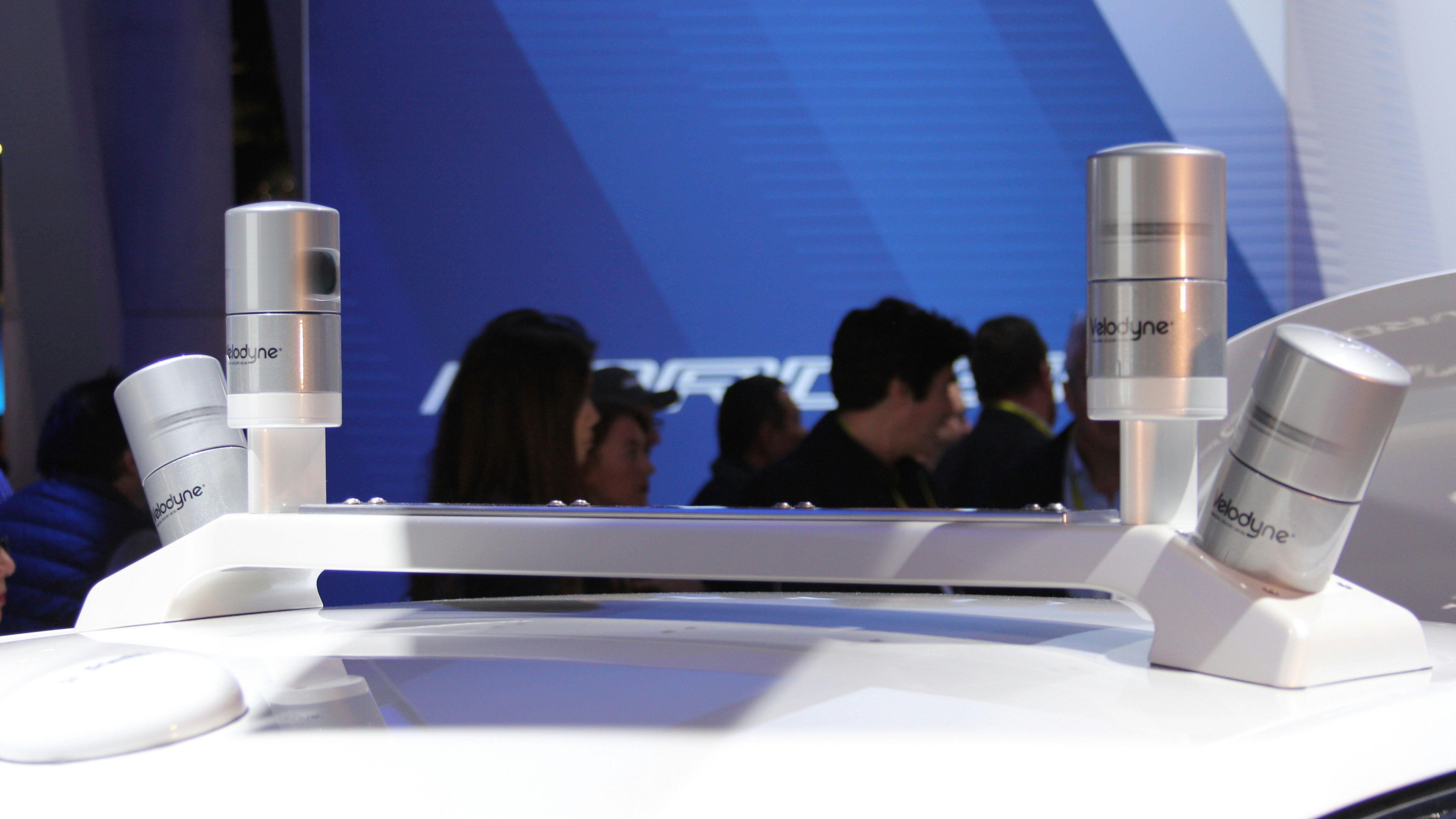 Velodyne Lidar devices attached to the top of a car at an exhibition. Photo by Flickr/ETC-USC