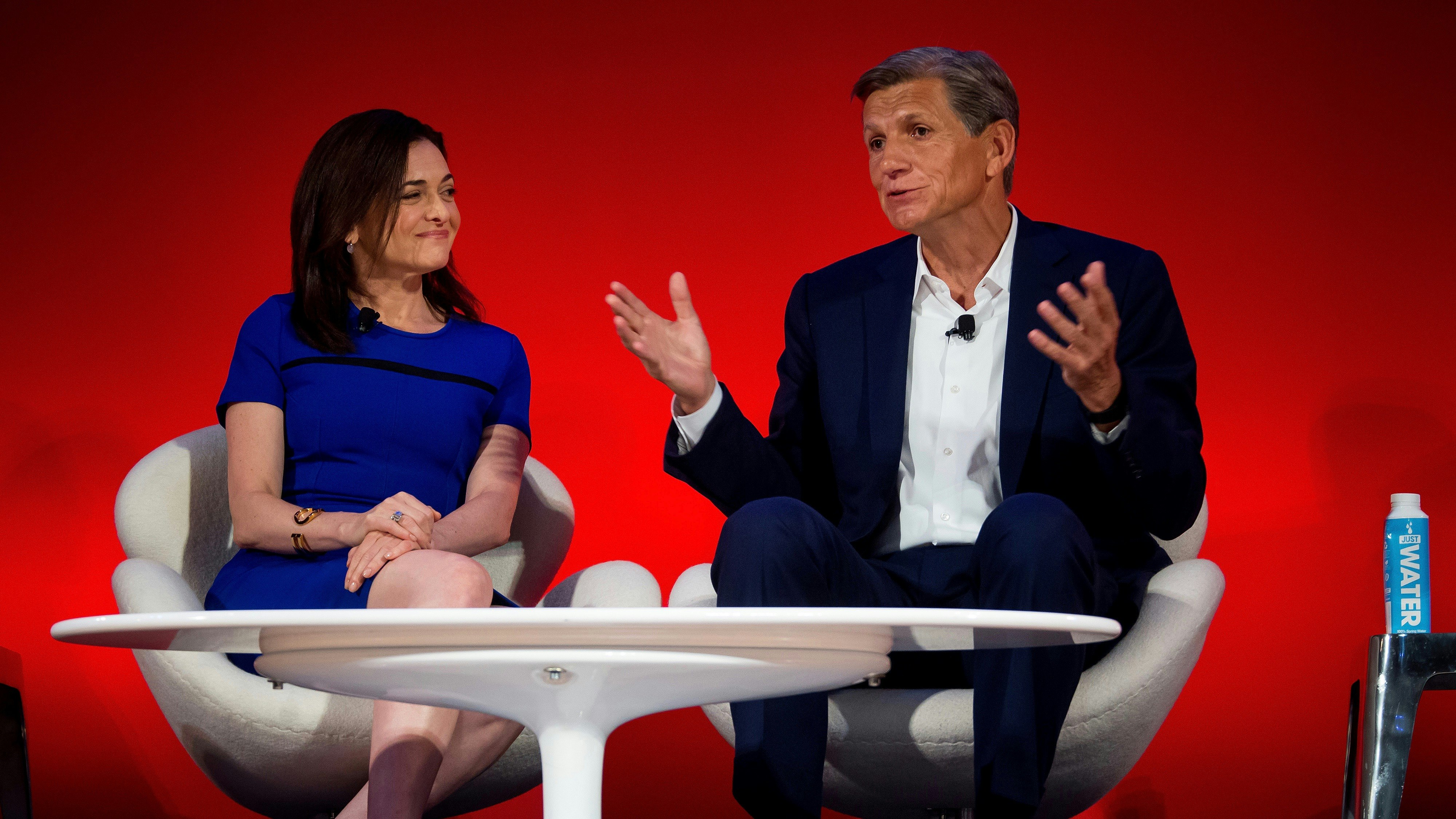 Facebook's Sheryl Sandberg, left, and Marc Pritchard of Procter & Gamble Co. Photo by Bloomberg.