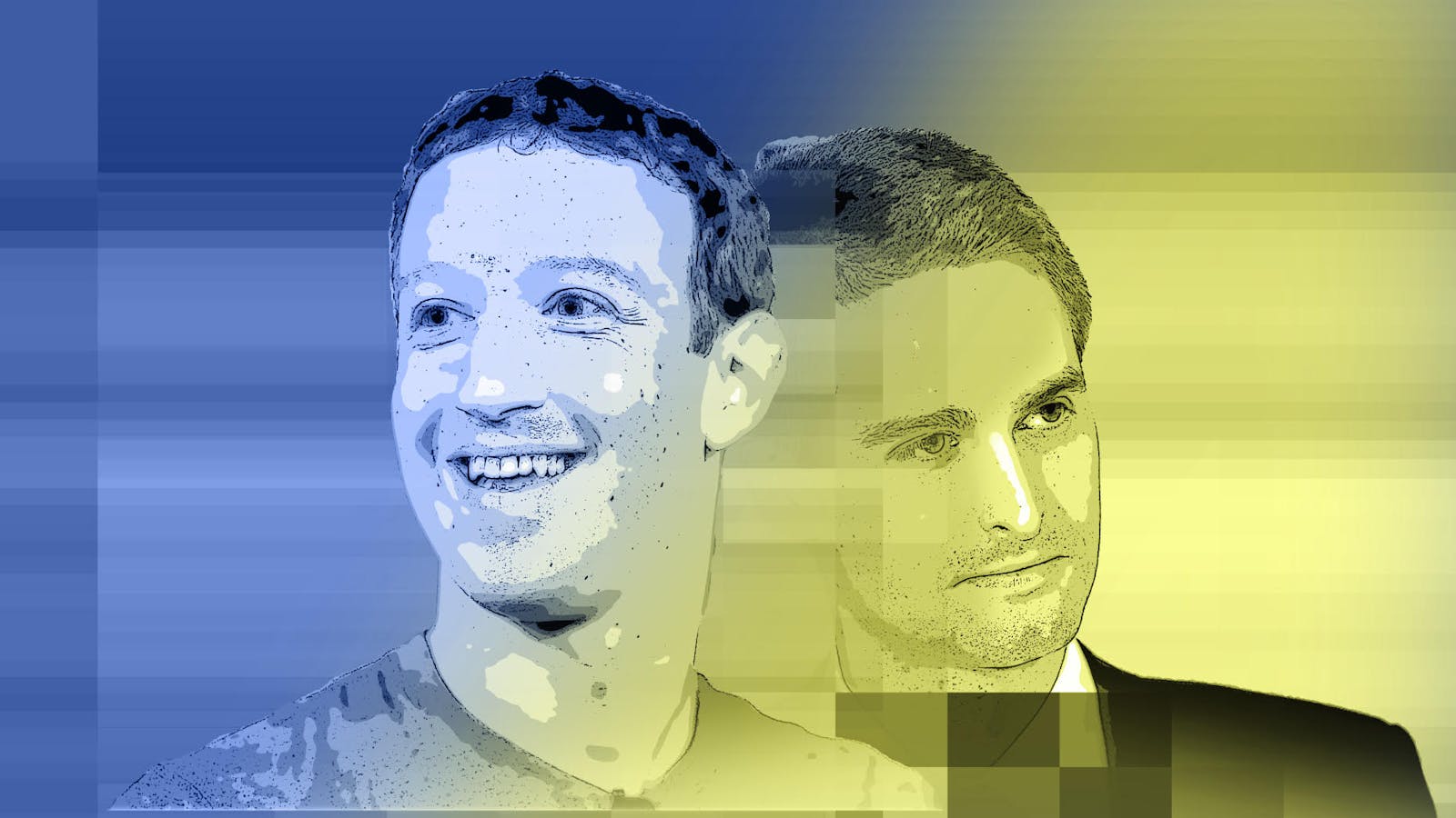 Facebook CEO Mark Zuckerberg and Snap CEO Evan Spiegel. Art by Matt Vascellaro.