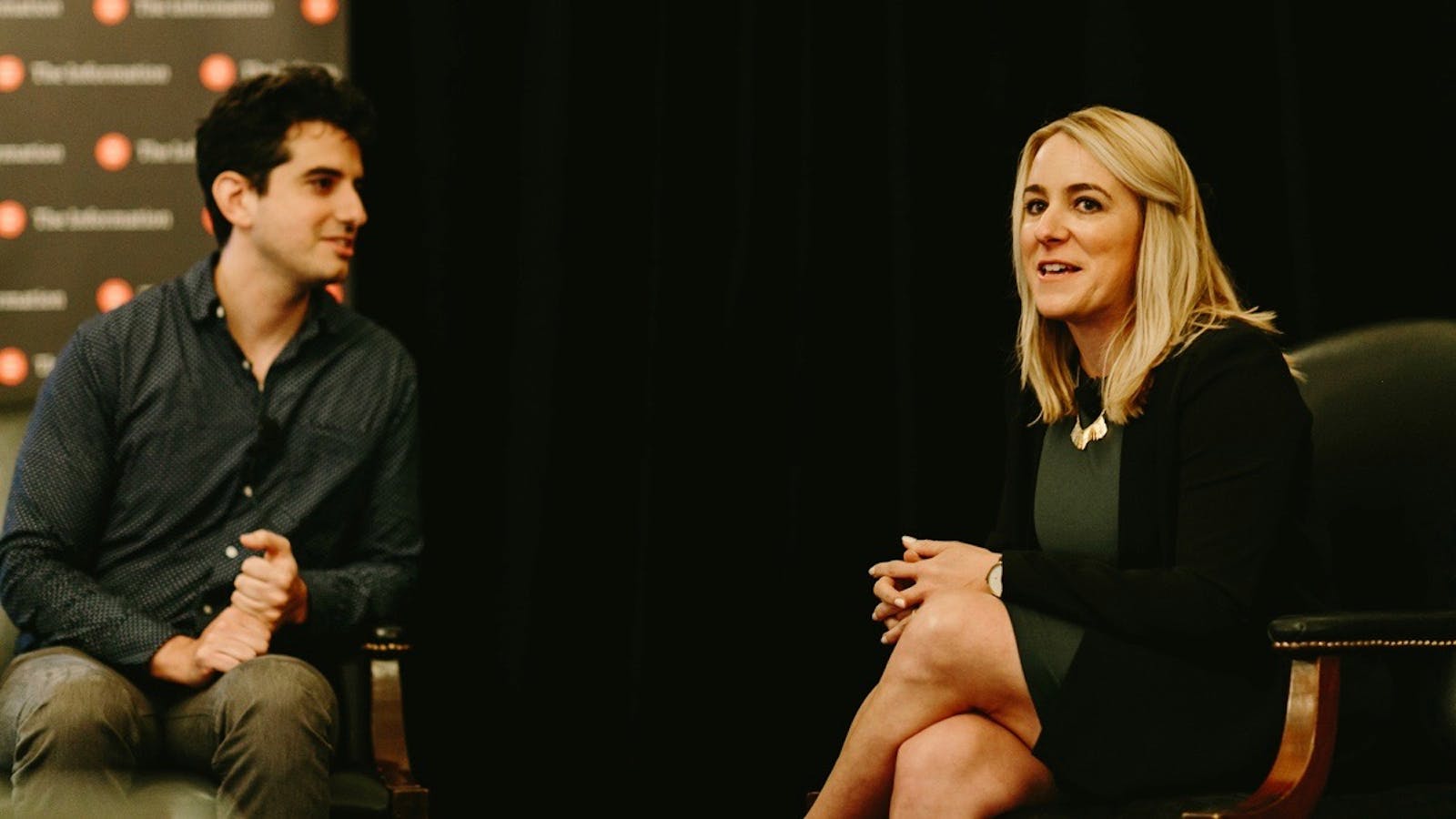 Slack's VP of product April Underwood talking with The Information's Tom Dotan at the NYC Subscriber Summit. Photo by Karen Obrist