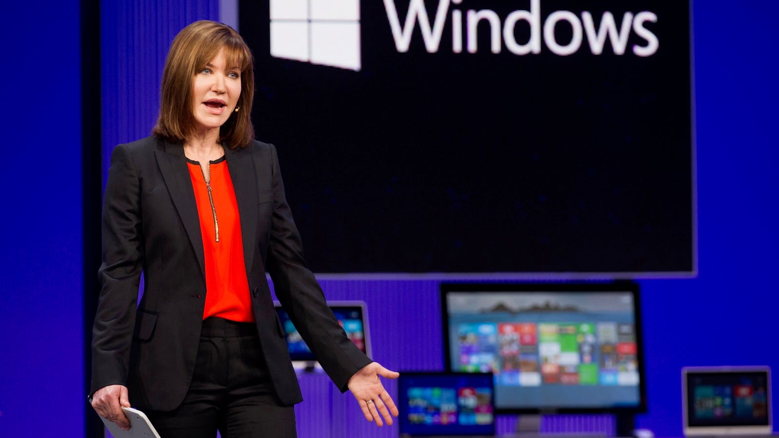 Microsoft executive Julie Larson-Green at a Microsoft developers conference in 2013. Photo by Bloomberg.